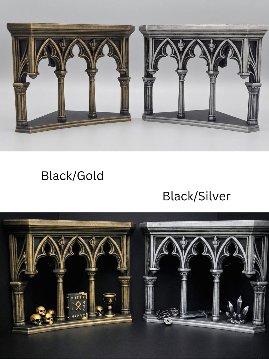 Mini Gothic Cathedral Desk Shelf Dark Academia Decor Altar Display Trinket Stand