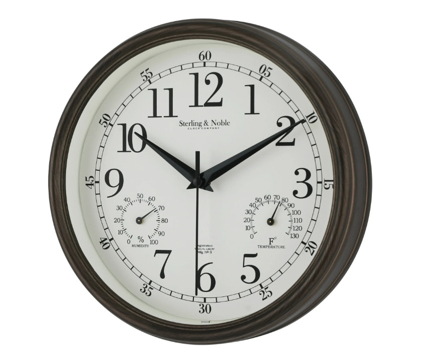 Mainstays 8.75″ Indoor/Outdoor Antique Bronze Round Arabic Analog Wall Clock