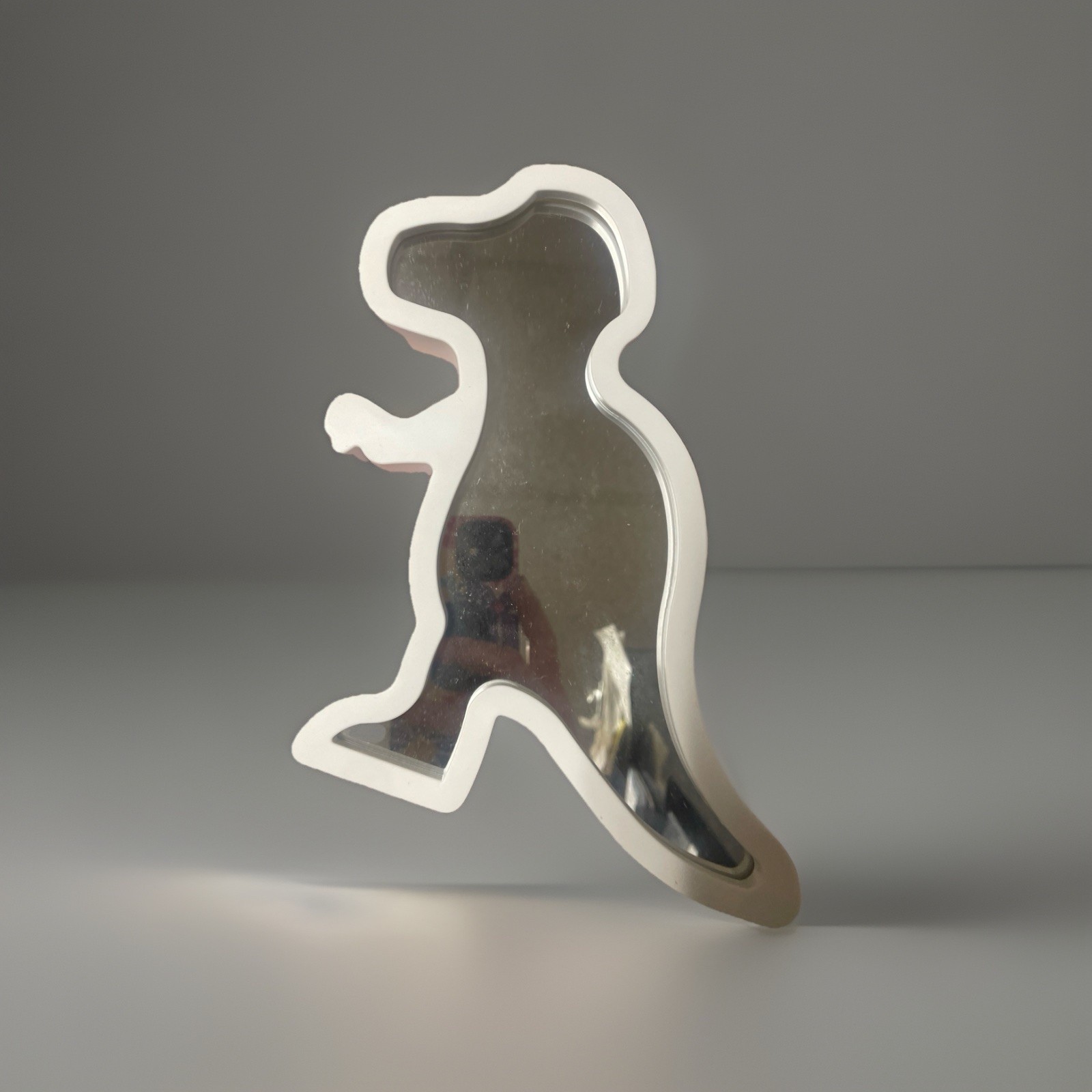 Small White Dinosaur W/Back Ground Mirror Great for Kids/ Nursery Decor ~New