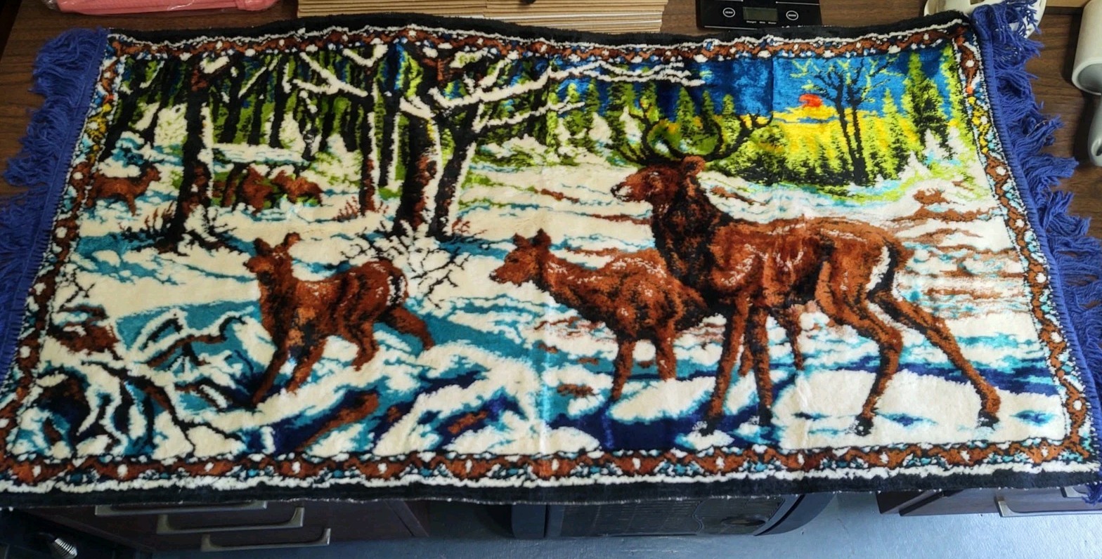 Tapestry Deer Stag Elk woodland Vintage velvet Wall Hanging