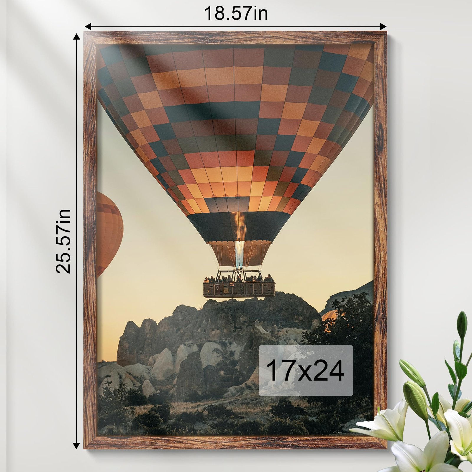 17×24 Picture Frame, Classic Brown 17 x 24 Poster Frame for Horizontal or Ver…