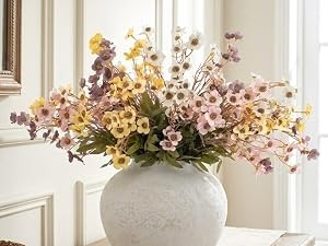 White Cherry Blossom Branches – 6 Pcs 33.5″ Long Stem Artificial Flowers for