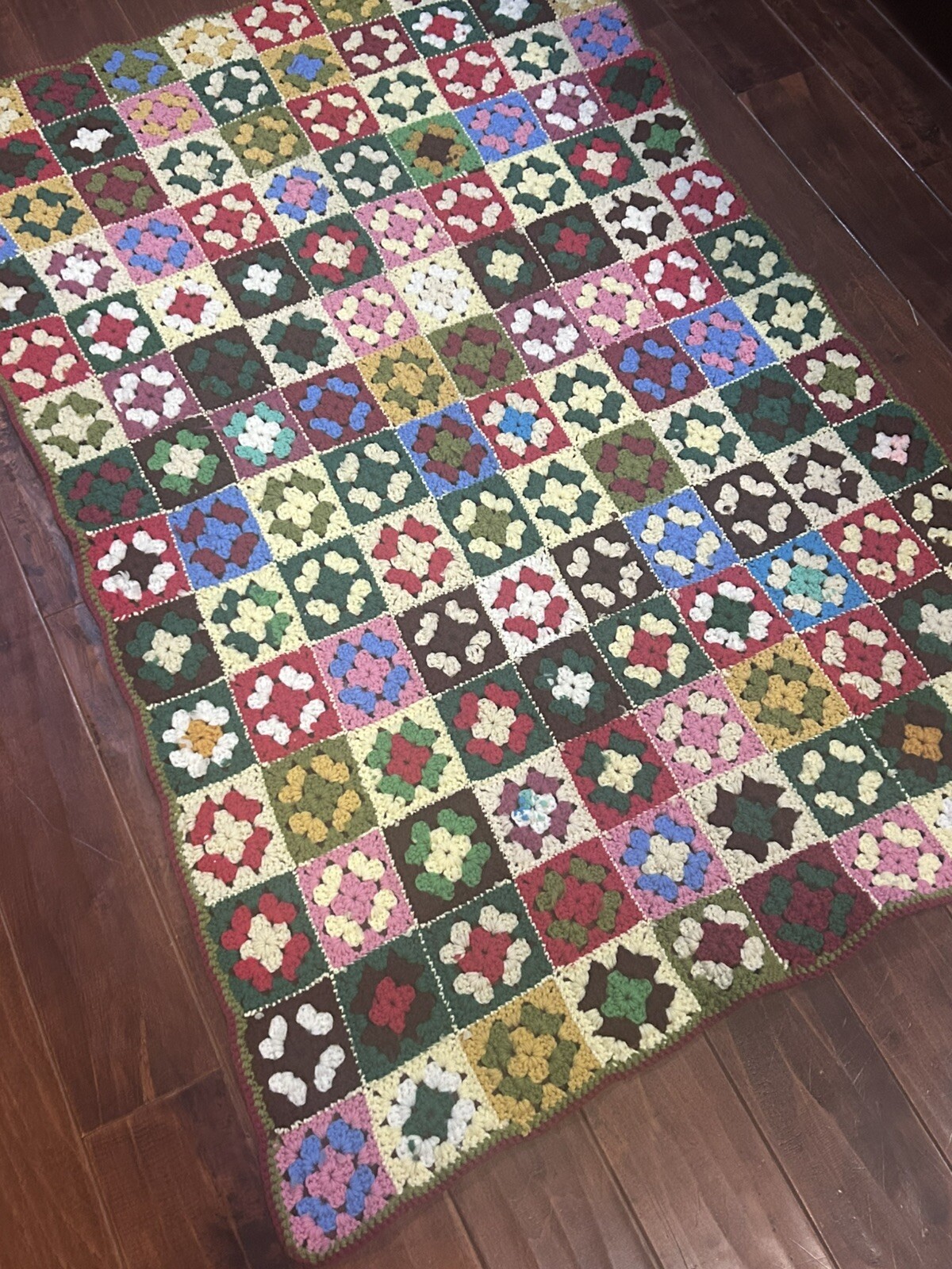 Colorful Granny Square Afghan. 54” X 37”. Rectangular.