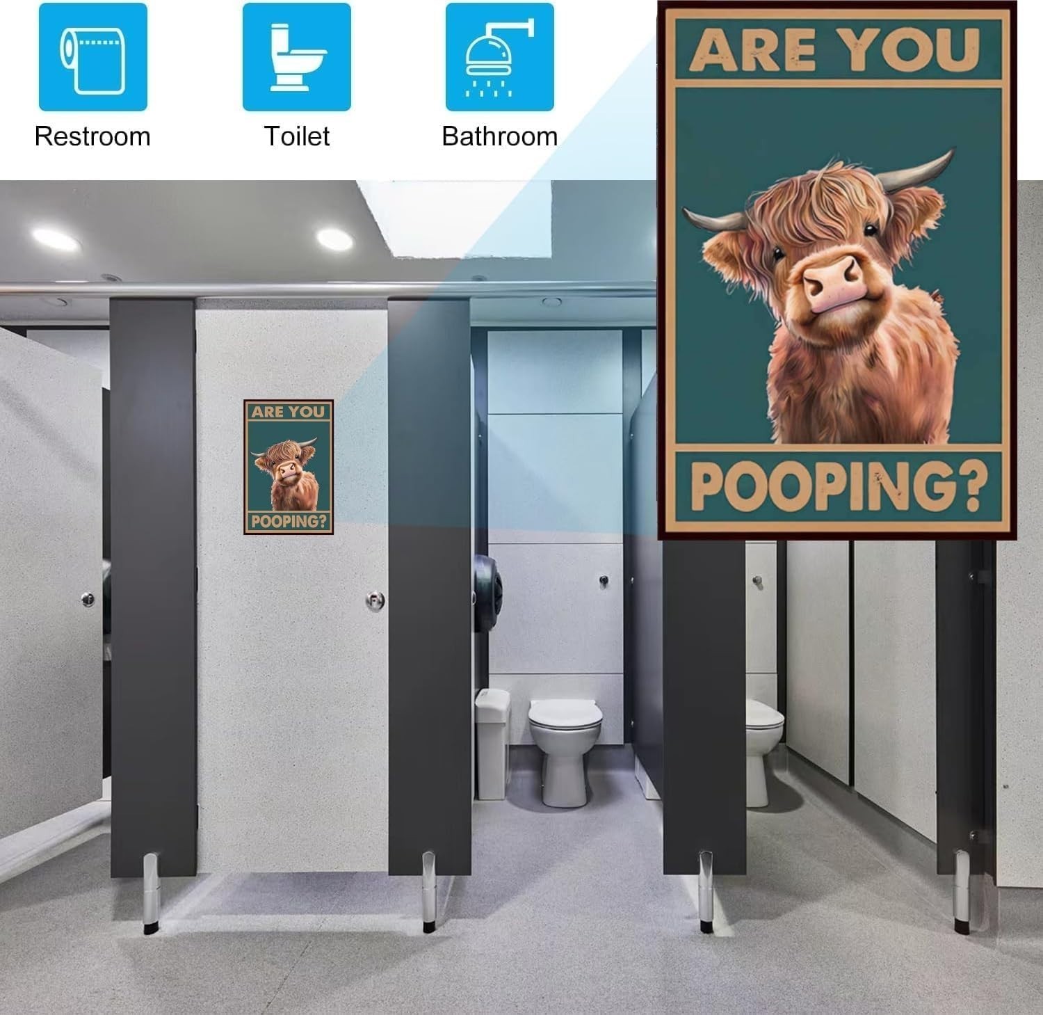 12×8 Inches Vintage Metal Sign with Pre-Printed Text for Restroom Decoration