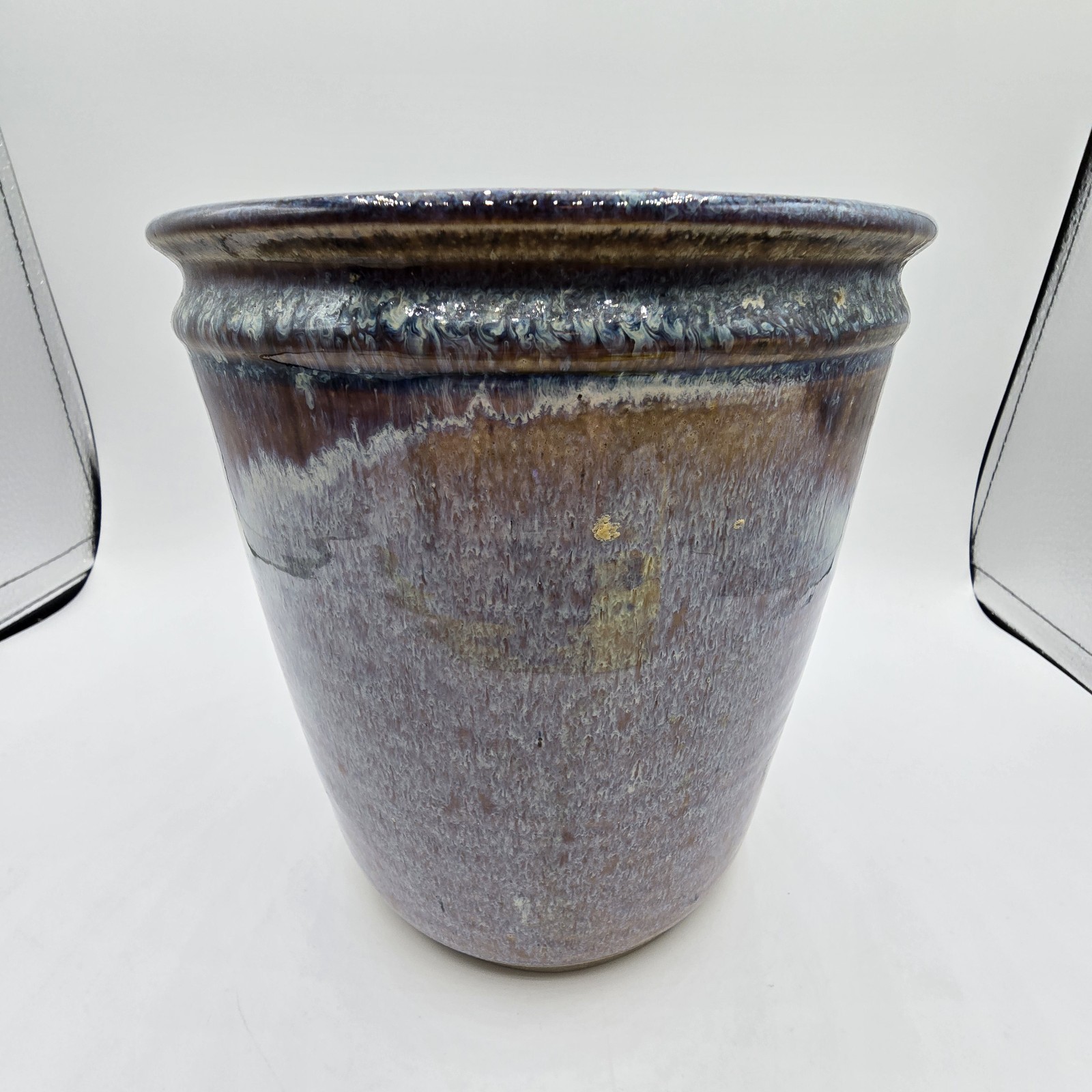 VINTAGE HAND THROWN STUDIO ART POTTERY GLAZED UTENSIL HOLDER JAR VASE