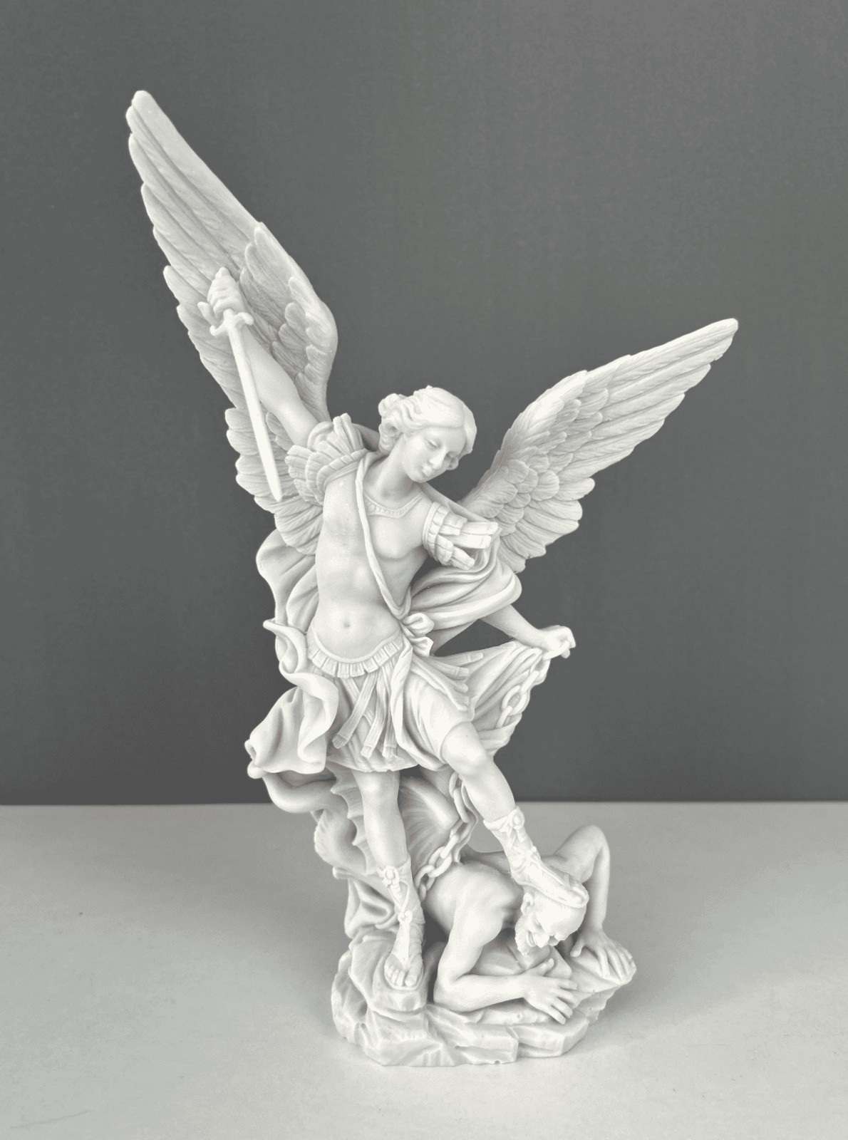 St. Michael Defeating Lucifer Statue, 29cm/11.4 in, Archangel Michael Sculpture