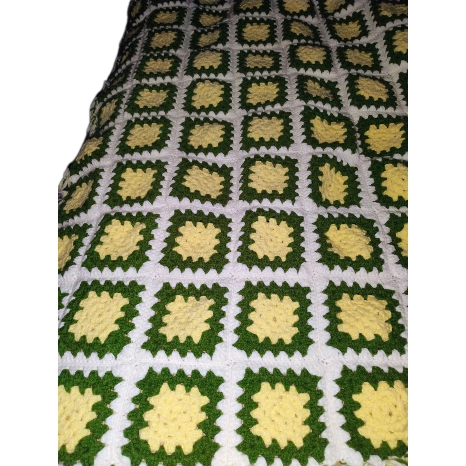 Vintage granny square afghanHand crocheted blanket1970s 42inx62in
