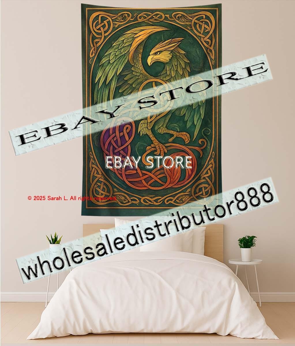 Celtic Griffin Guardian Art Tapestry symbol bedroom decor 59X82 in