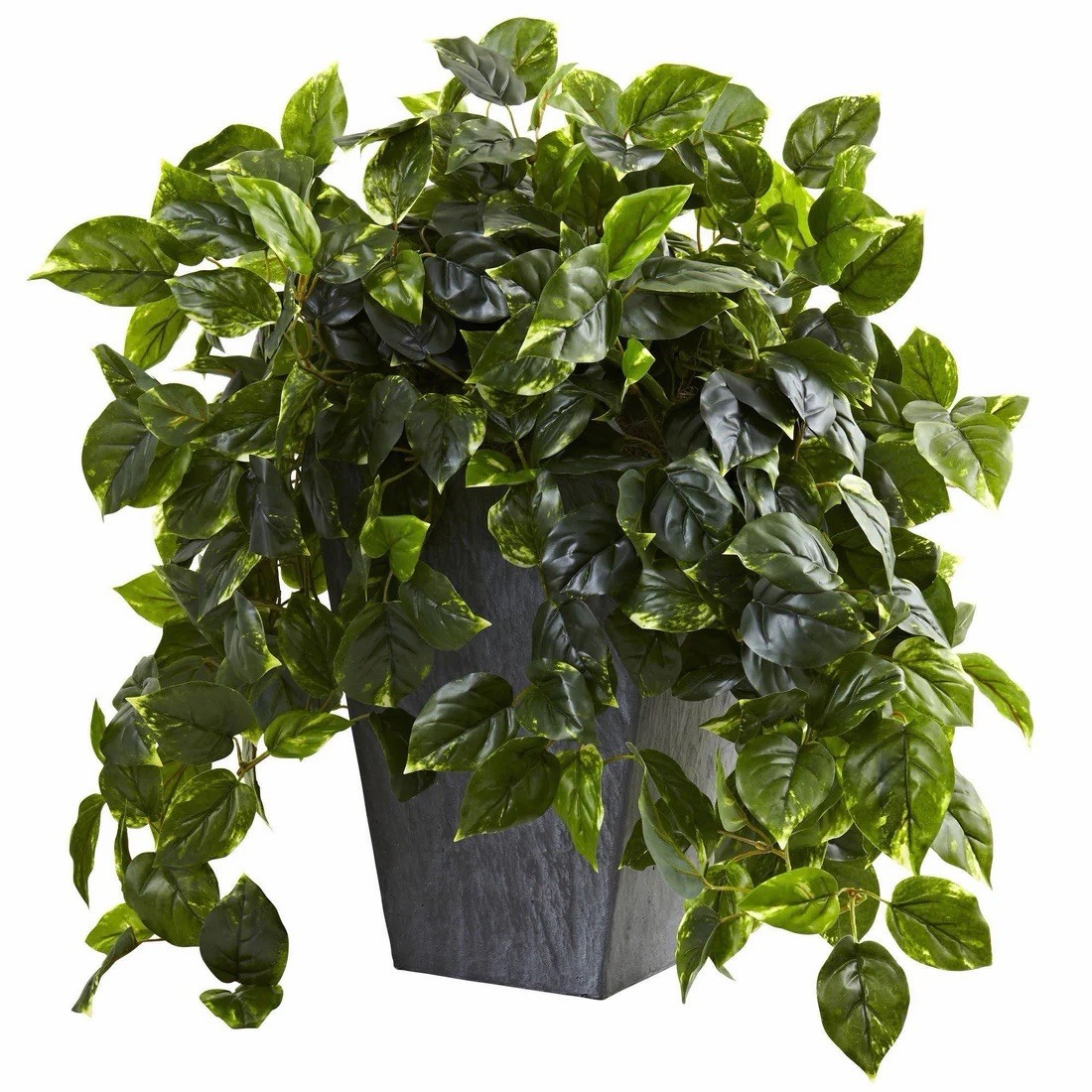 29″ Artificial Pothos In Slate Planter UV Resistant (Indoor/Outdoor)