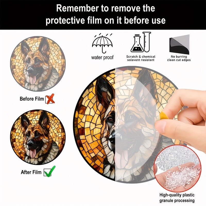 German Shepherd Mosaic Acrylic Suncatcher Dog Lover Window Hanging Decoration