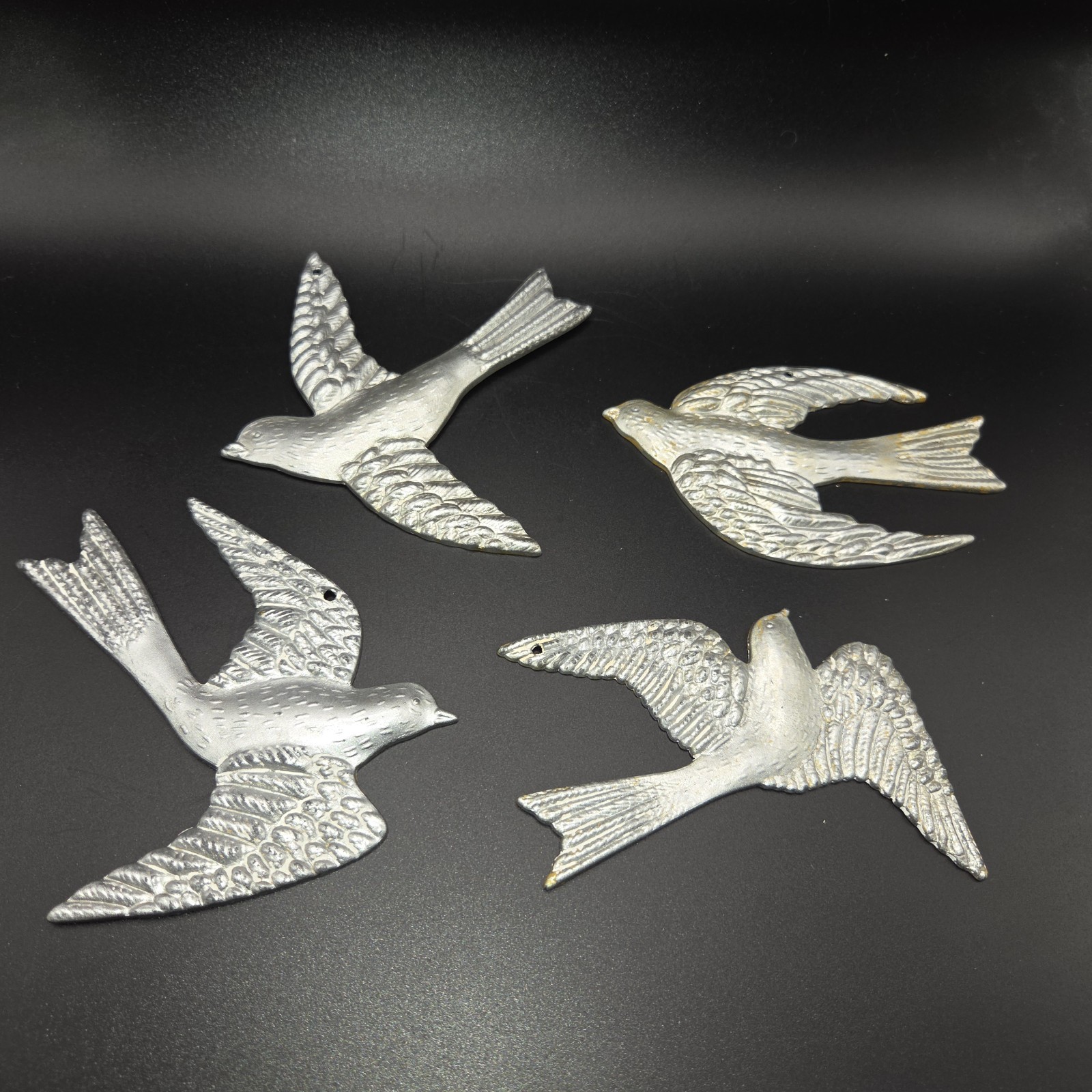 Set Of 4 Metal Birds, Wall Hanging Décor Approximately 4″ In Size