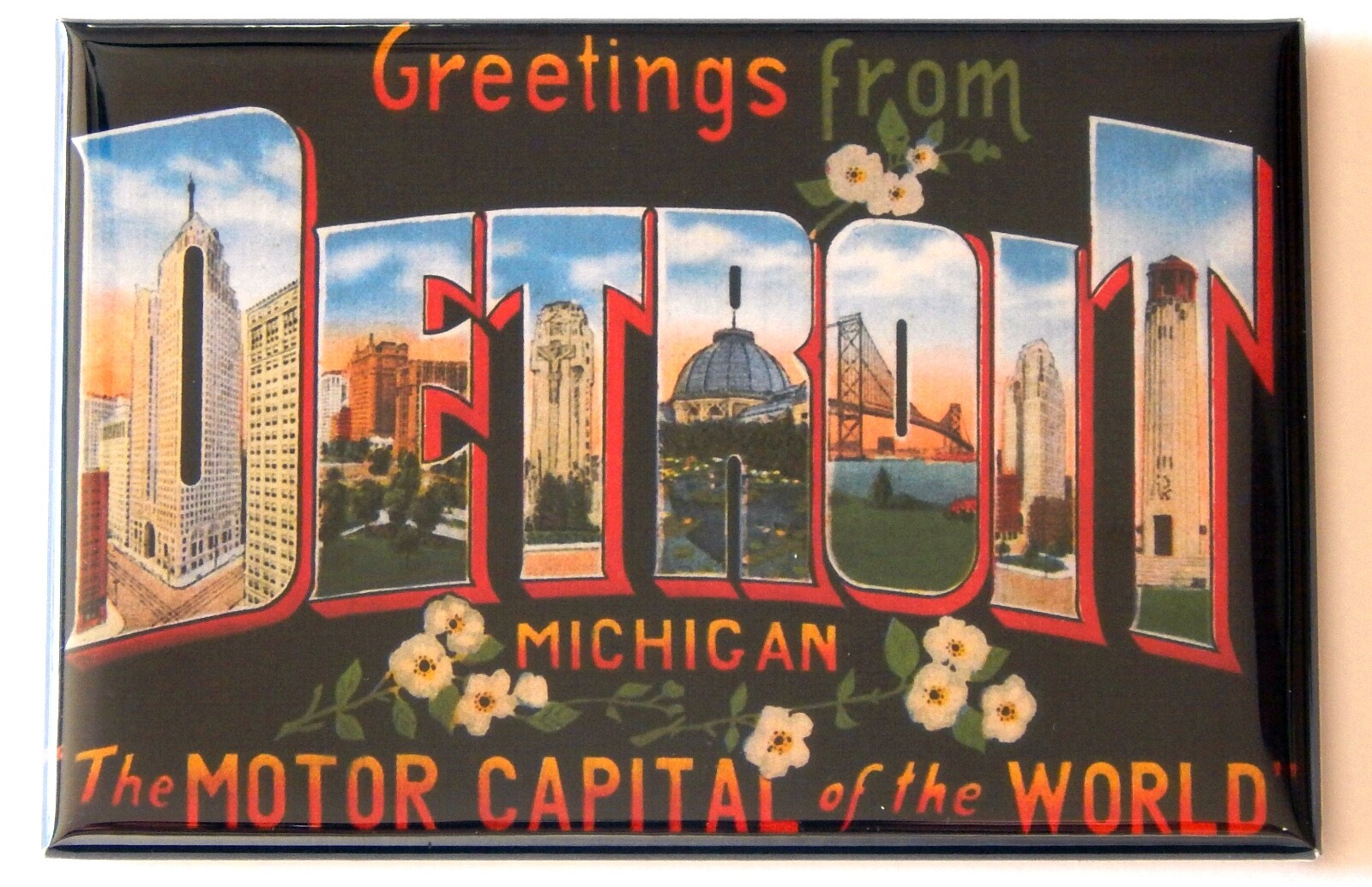 Greetings from Detroit Michigan FRIDGE MAGNET travel souvenir “style C”