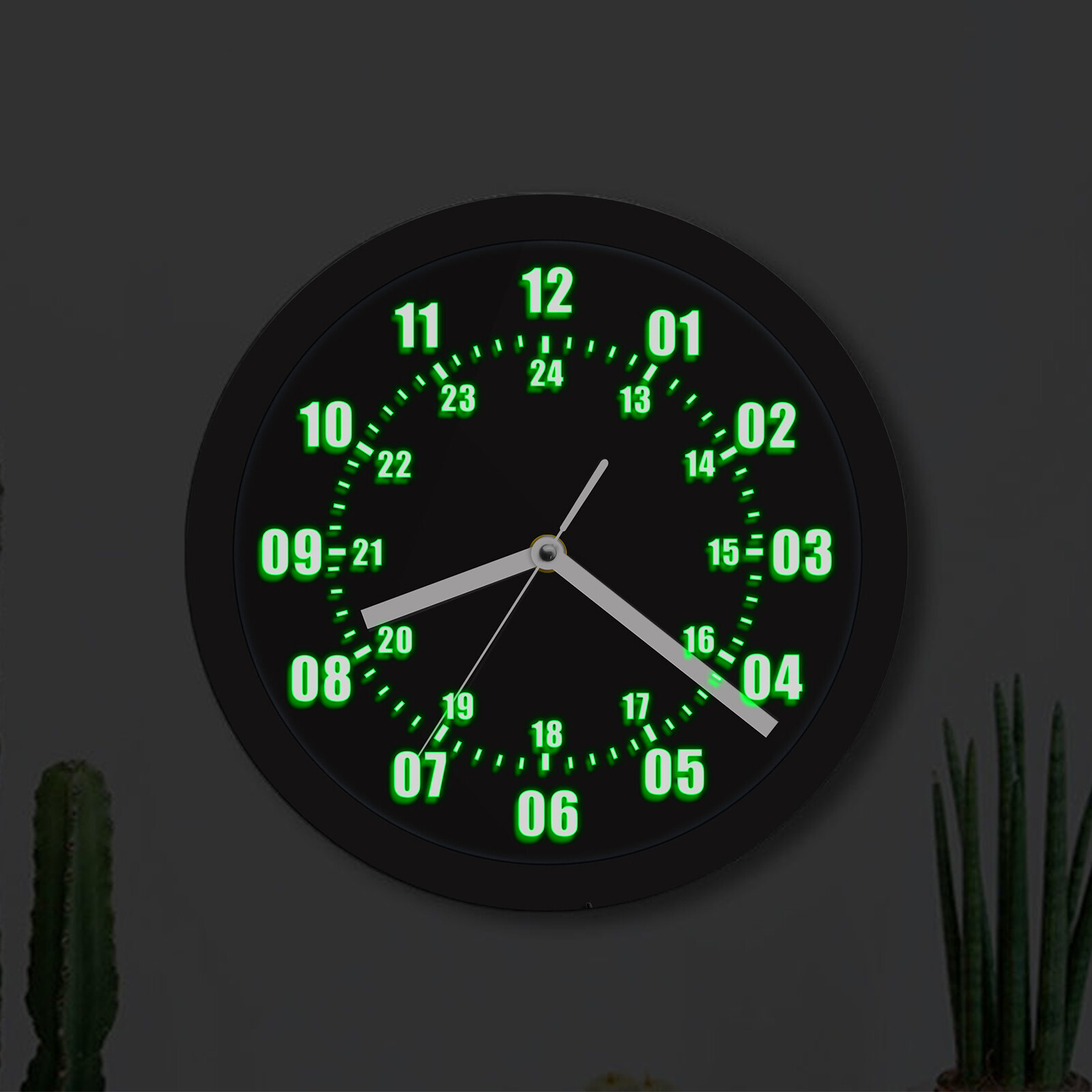 Military Time 12/24 Hours Display Wall Clock Watch Style with LED Backlight
