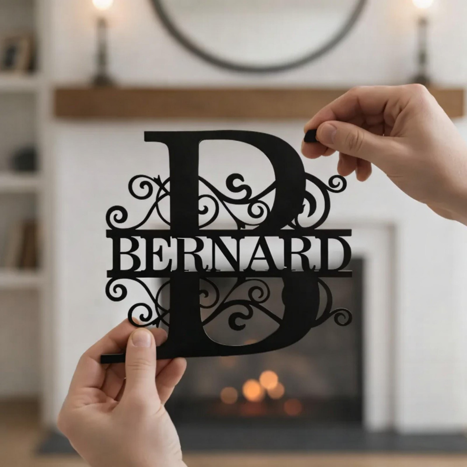 Custom Metal Sign, Personalized Monogram Name Wall Decor