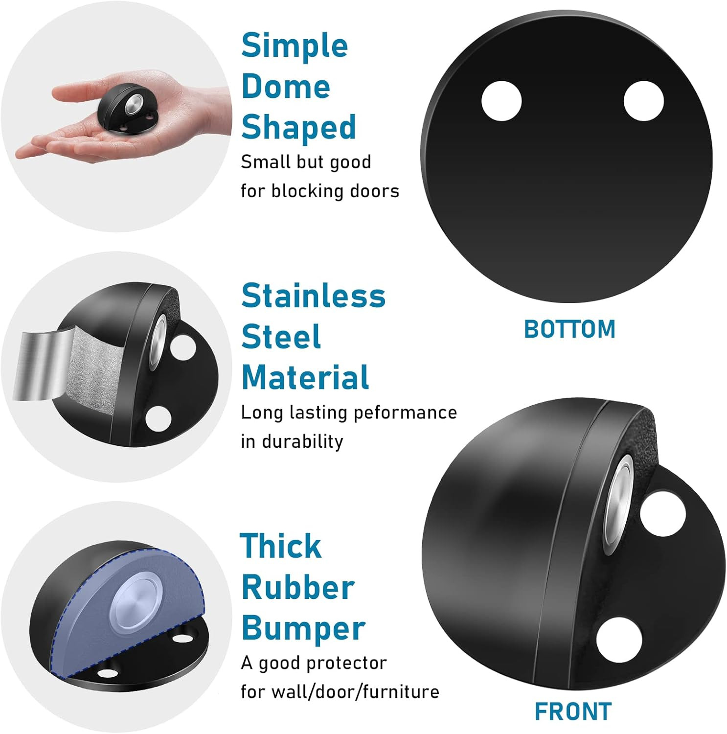 , Adhesive Door Stops Floor Mounted, No Drill Magnet Door Stop Wall Protector Do