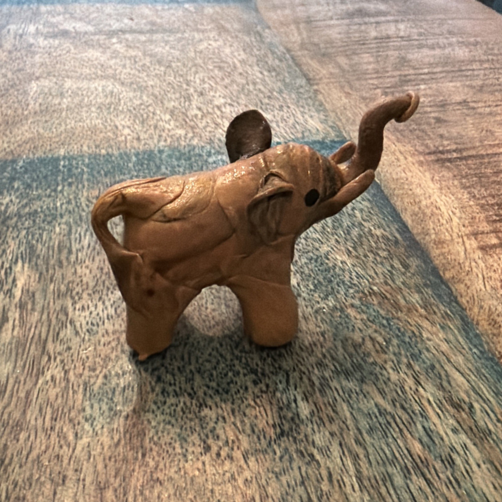 Vtg Handmade Crushed Oyster Shell And Clay Baby Elephant Figurine Philippines
