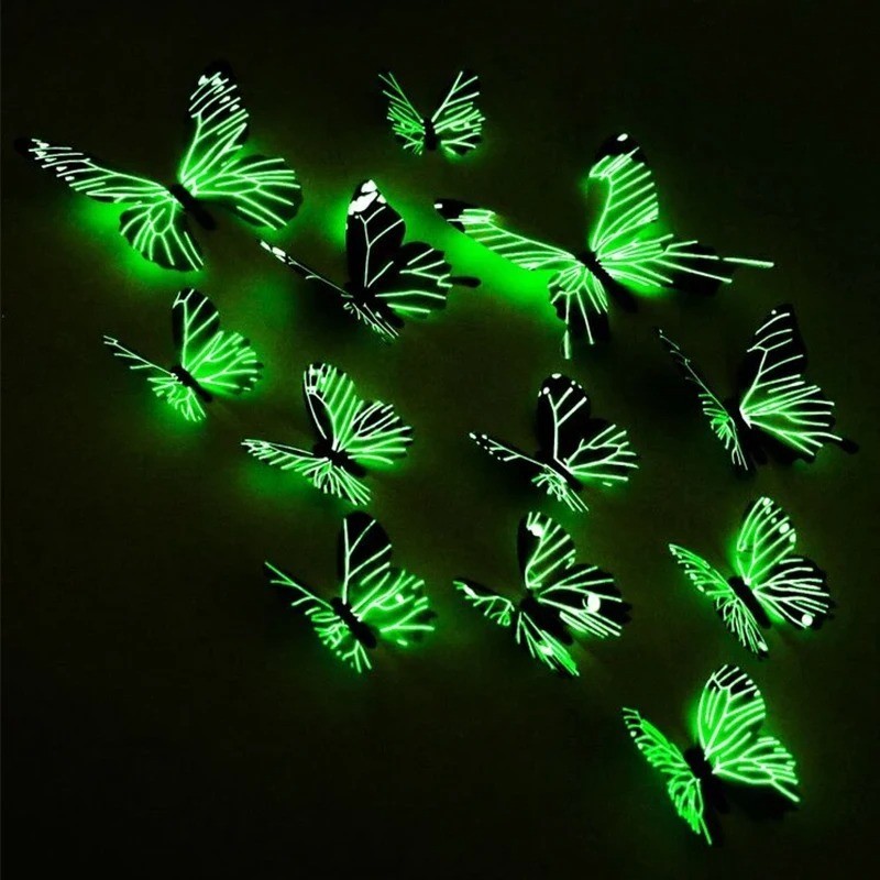 12PCS 3D Luminous Butterfly Wall Stickers DIY Home Decor Modern Art Gift USA