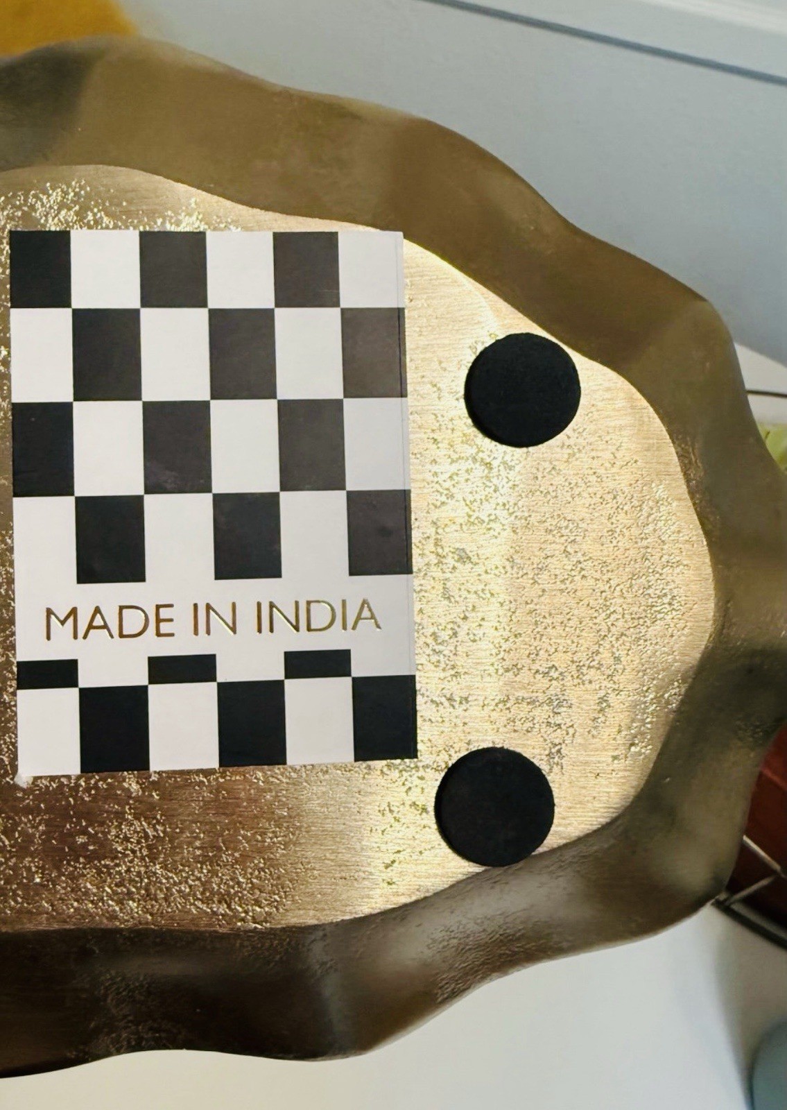 🤍🖤 New Black & White Checked Enamel Golden Metal Trinket Tray