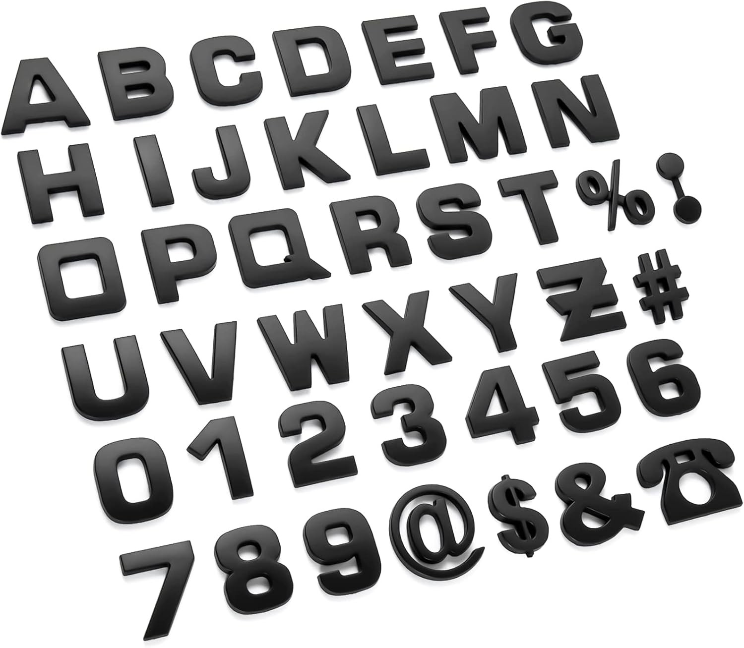 43PCS 3D Chrome Car Emblem Letters Number Symbol Badge Sticker DIY Black