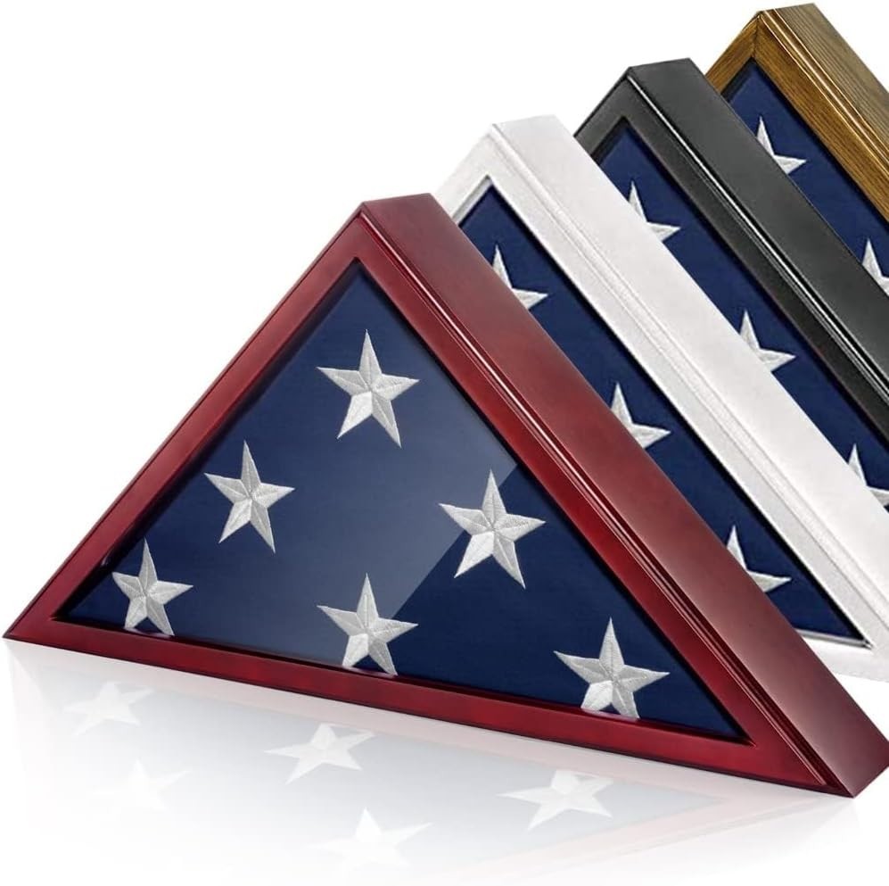 Wall Mounted Burial Flag Display Case Glass Front Mahogany Military Flag Box