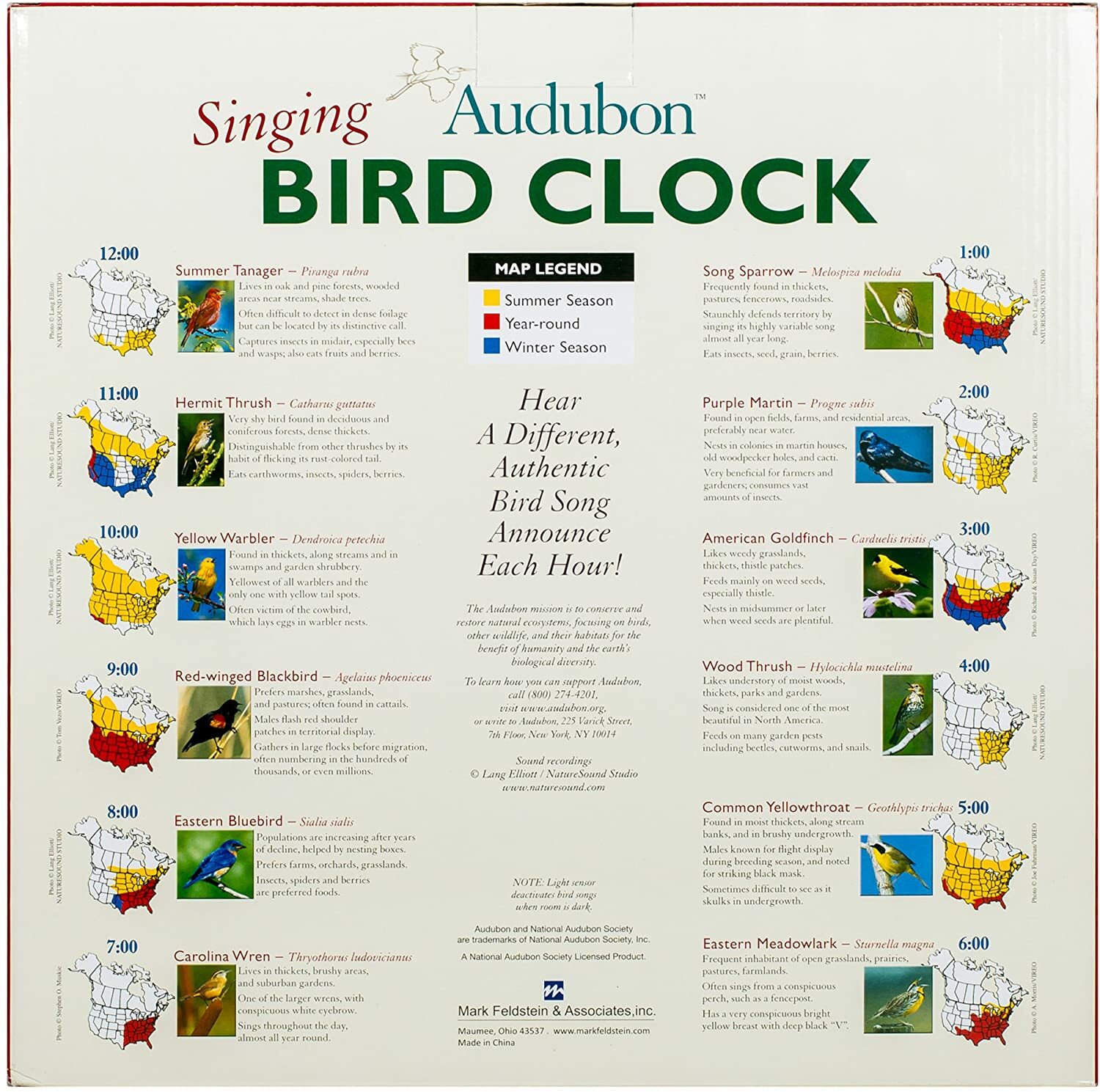 The Original Singing Bird Wall / Desk Sound Clock, 8 Inch, Green