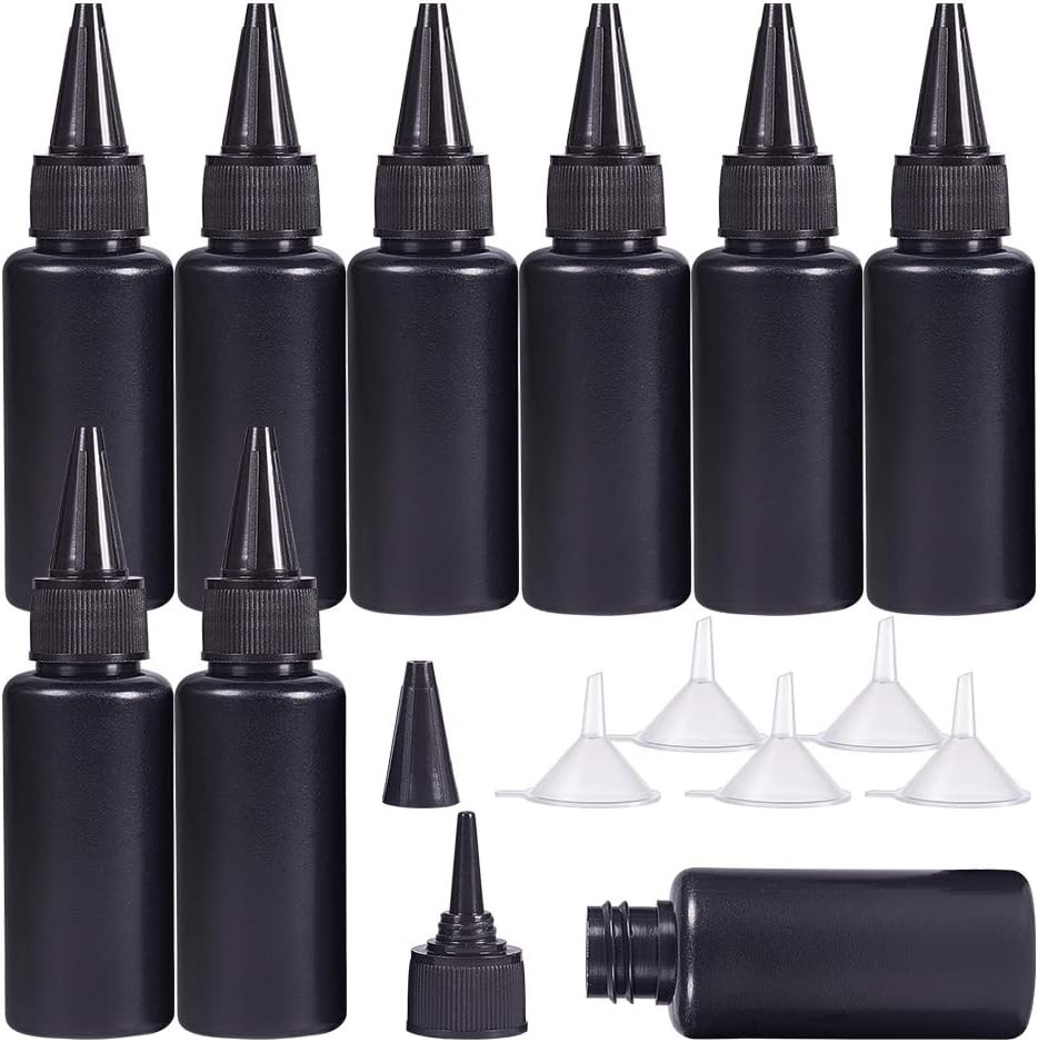 30 Packs 1oz Black Plastic Squeeze Dispensing Bottles UV Glue Bottles W/ Caps