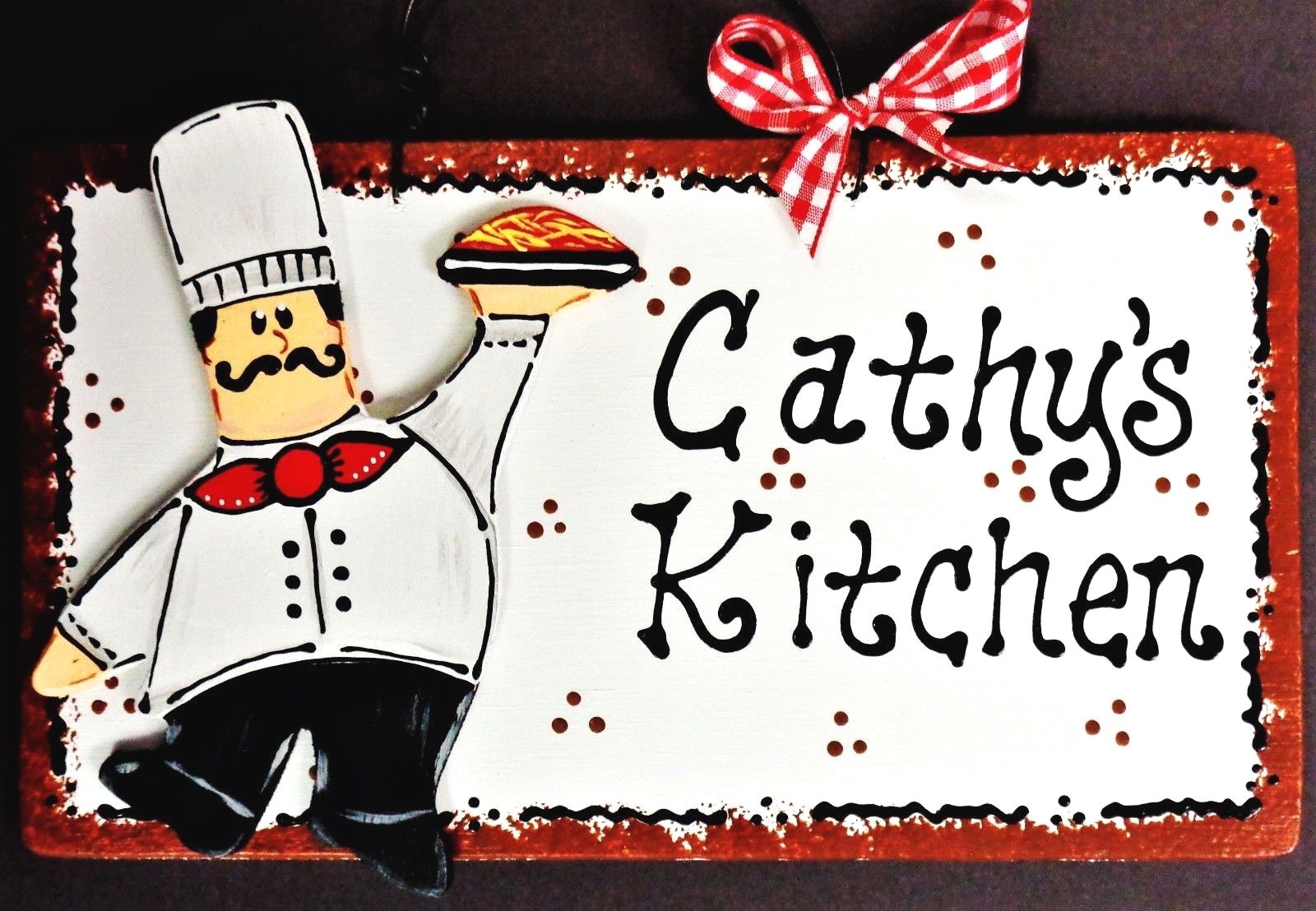 FAT CHEF Personalize Name KITCHEN SIGN Wall Hanger Plaque Cucina Bistro Decor