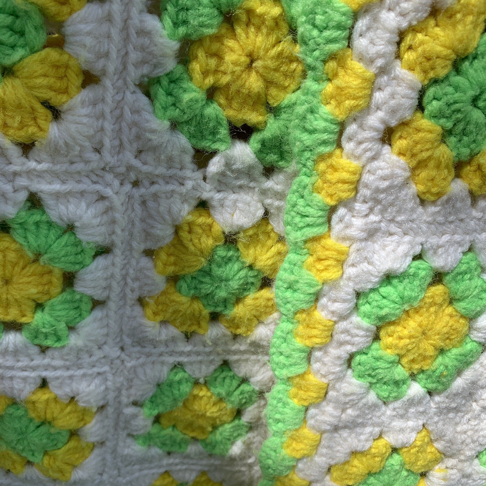 Afghan Granny Square Blanket Crochet Throw Lap Baby Unisex 37” x 48” VTG