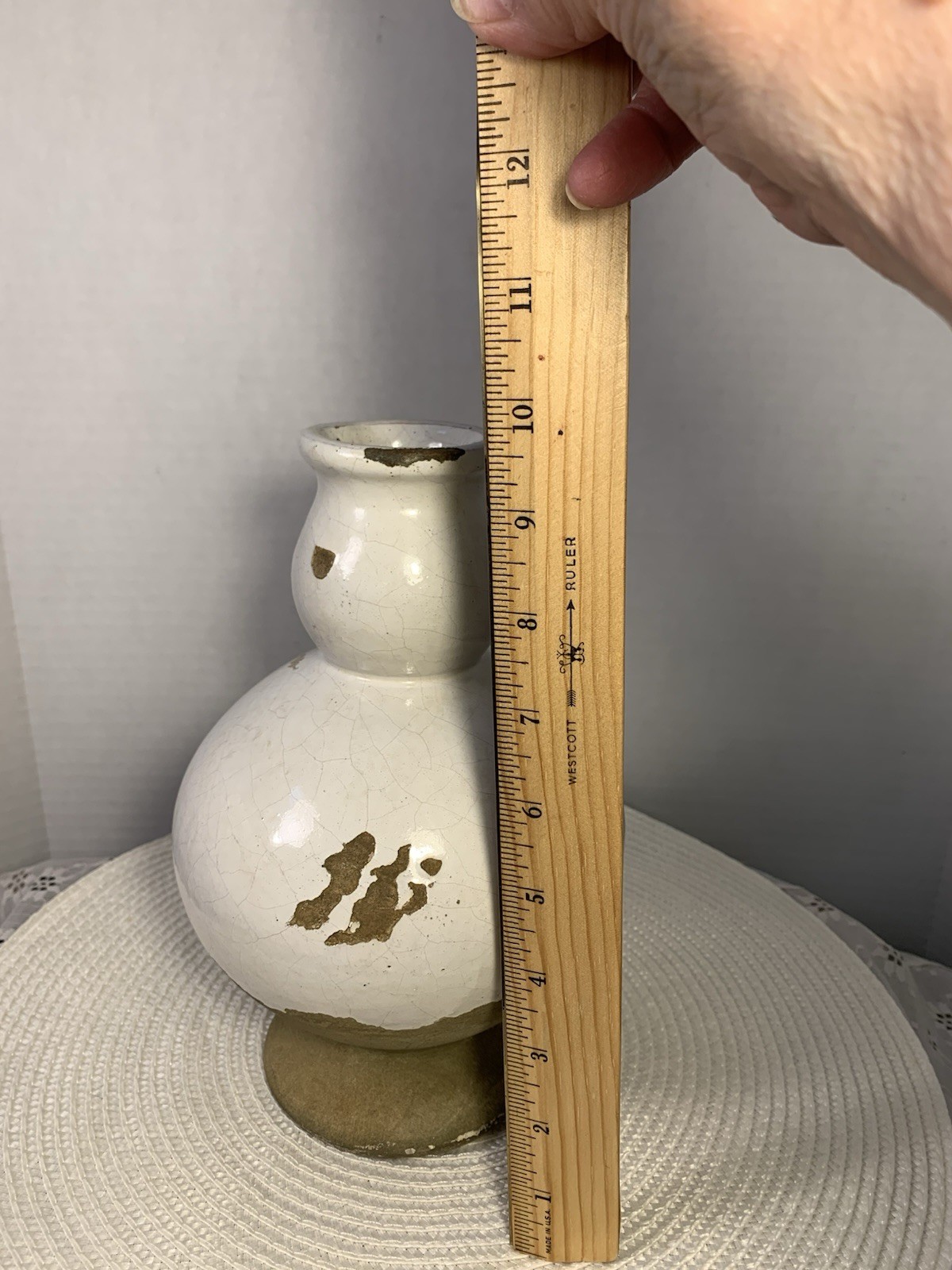 Pottery Barn Tuscan Glazed Terracotta Rustic Distressed 9.5” Vase