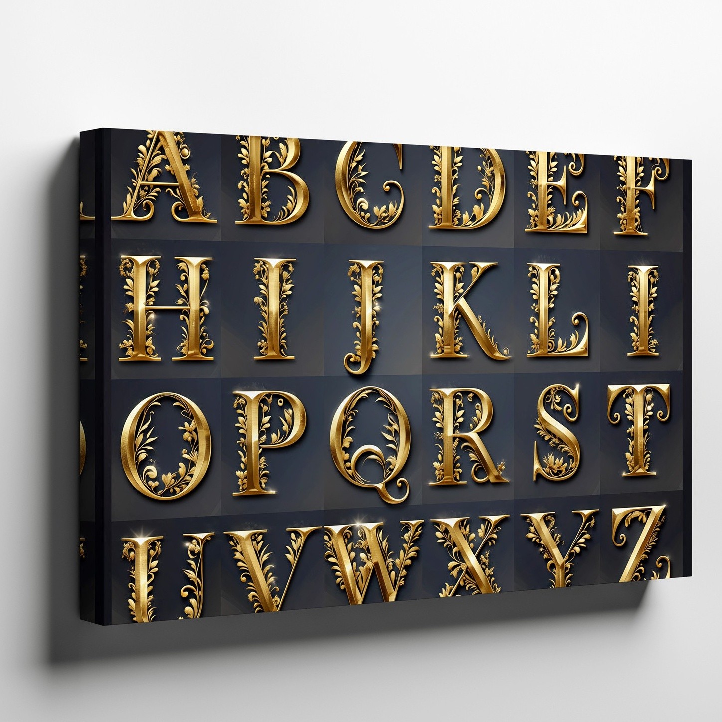 Wall Art Stunning Decorative Alphabet Set Features Ornate Golden Letters From A