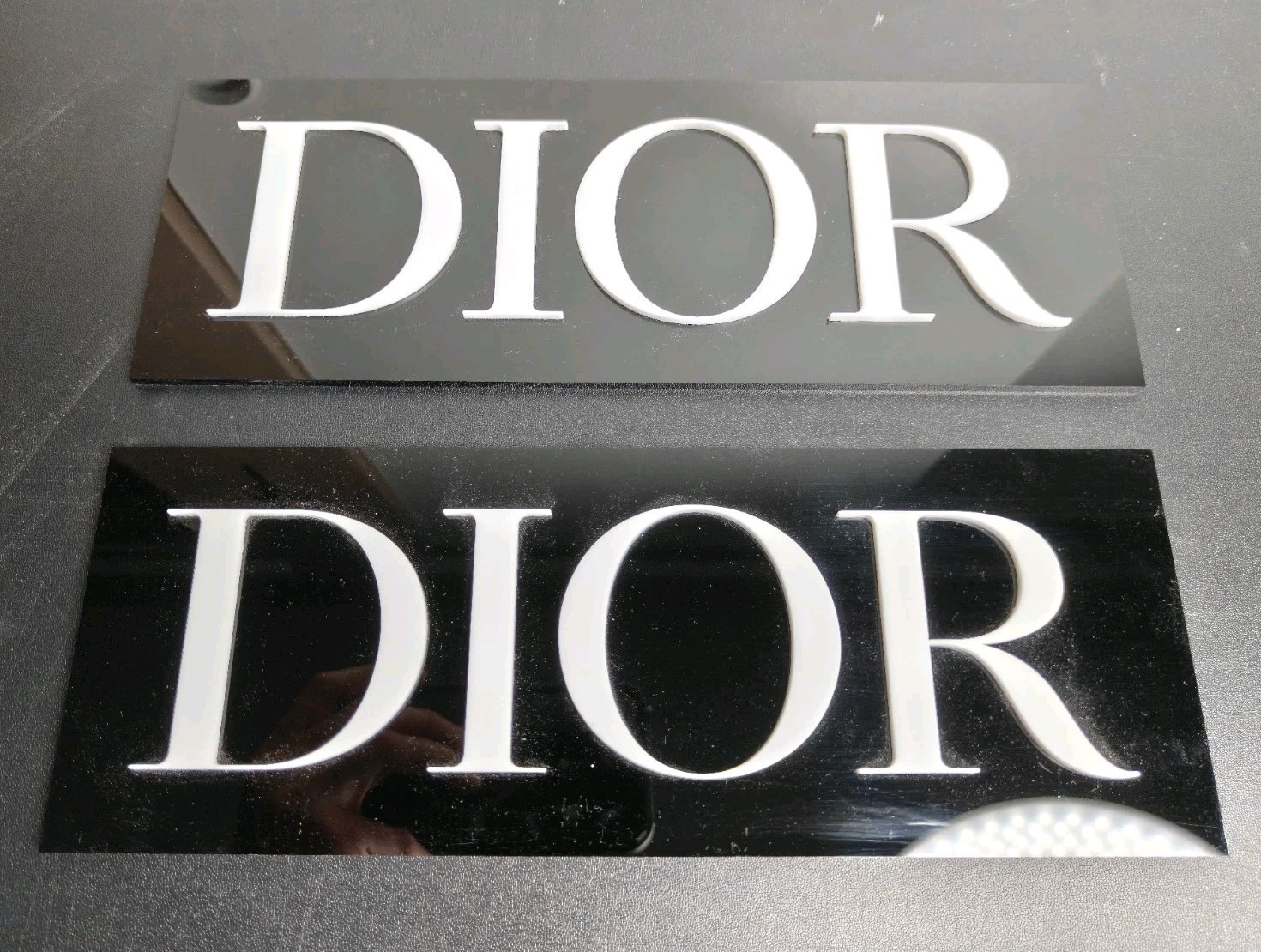 Dior Sign Plaque Art Rare Quality Decor Plastic/Acrylic – 11″ x 4″ in. Set of 2