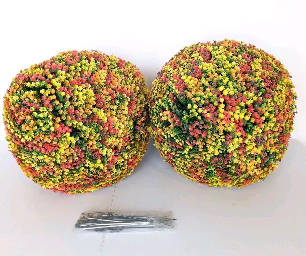 Wicker Park S/2 Oversized 15″ Harvest Faux Flower Spheres Harvest Multi