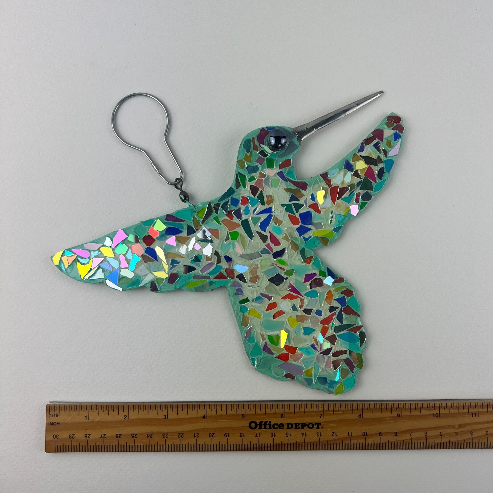Hummingbird Mosaic Sun Catcher Bird Artisan Handmade Garden Window Wall Art ~10”