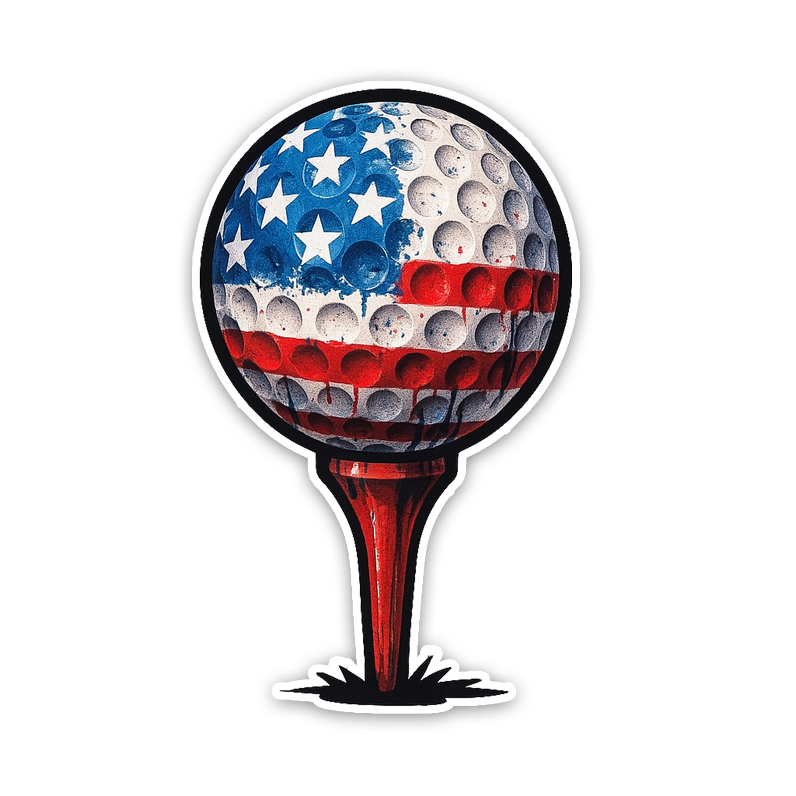 Golf Ball Sticker 4 Inch Vinyl Decal Patriotic Indoor/Outdoor Weatherproof