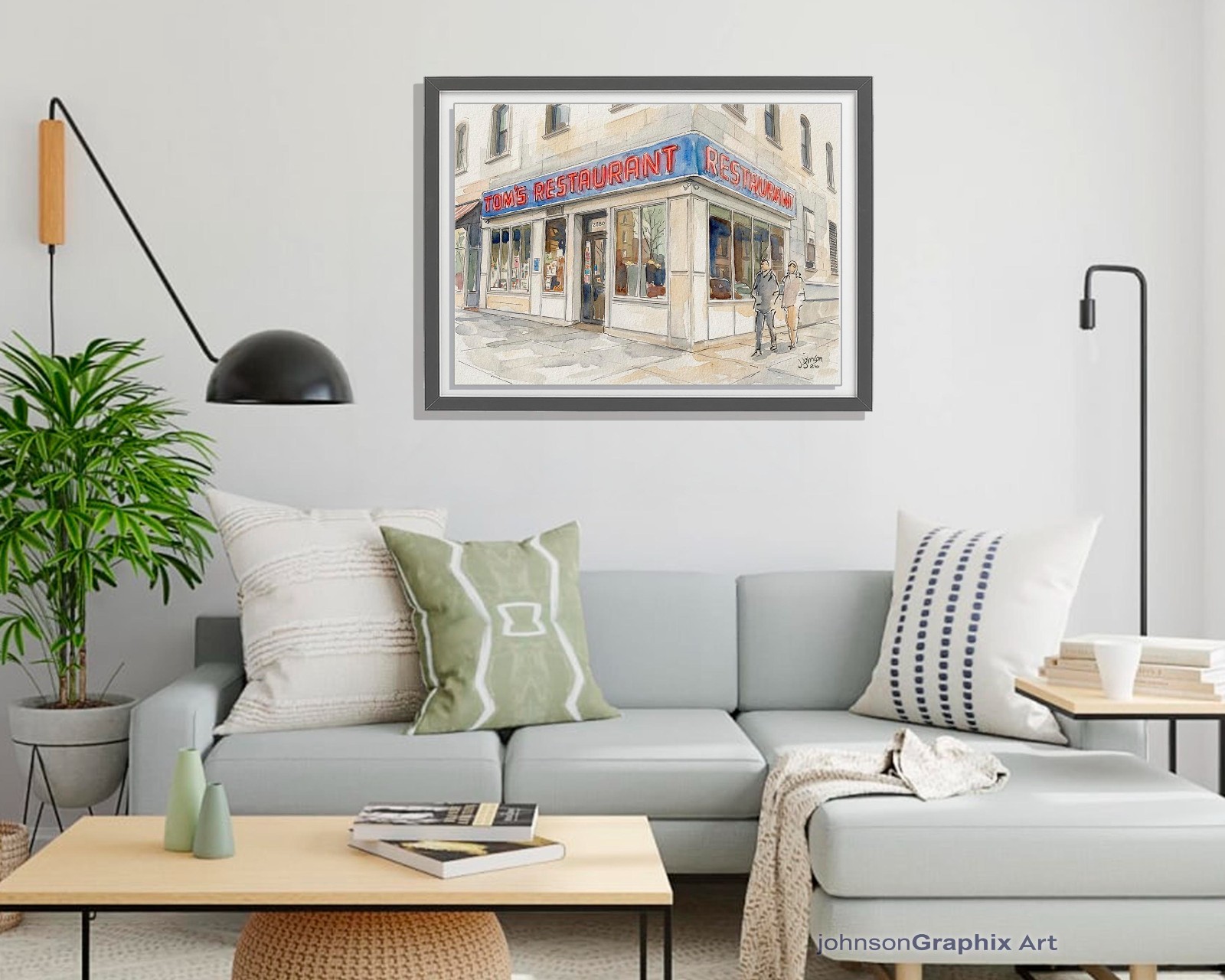 Toms Restaurant Watercolor Painting: New York Cityscape, Steinfeld Diner Print