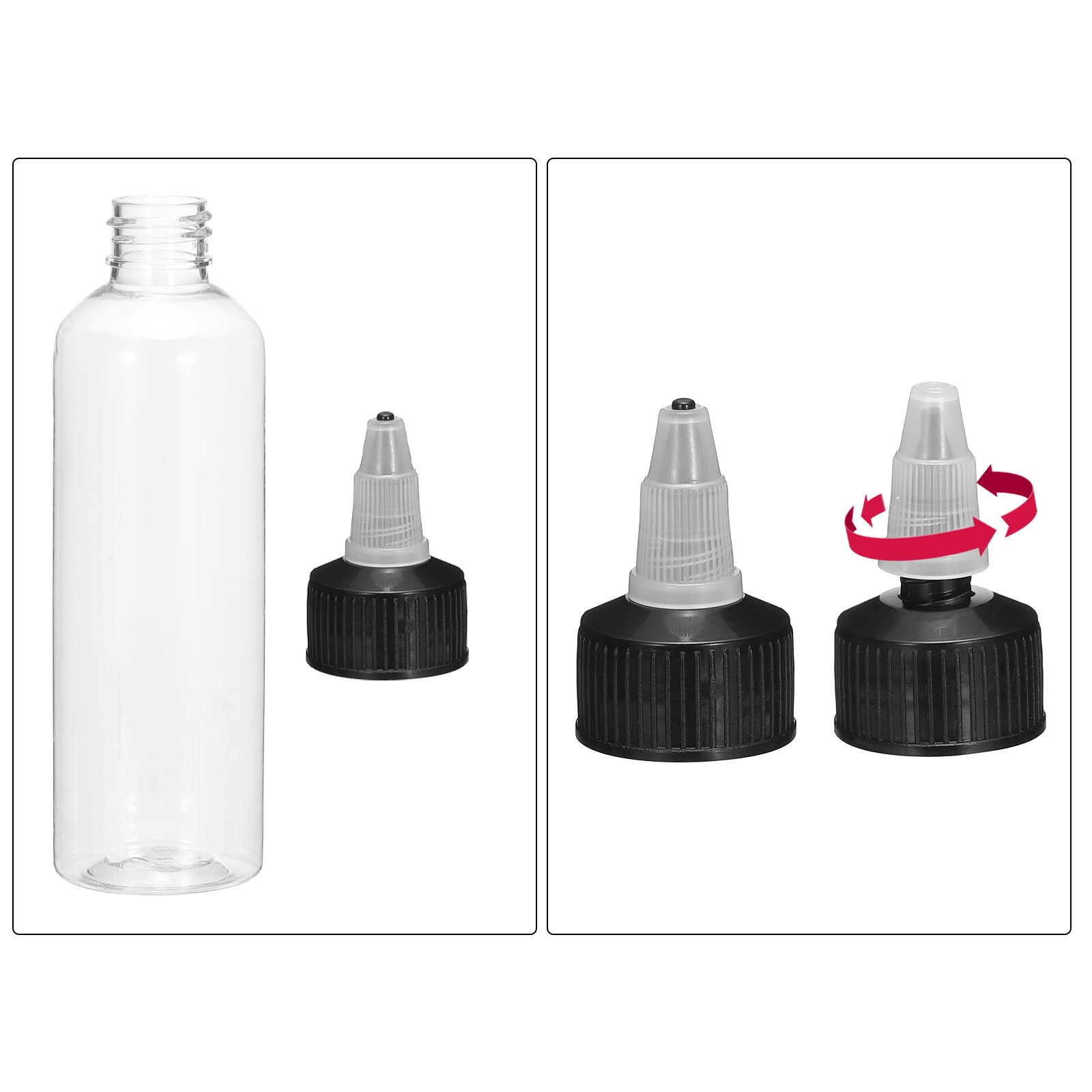 6 Pcs 4oz/120ml Squeeze Bottles Clear Dispensing Bottles with Twist Cap Lids
