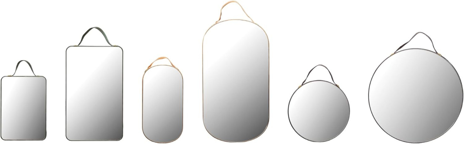 Various Velvet Edged Wall Mirrors, Multicolor, Set of 6