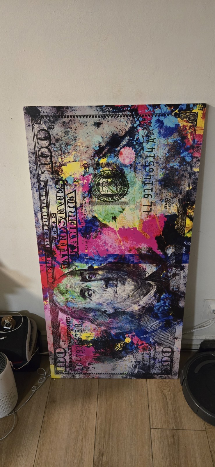 Colorful $100 Bill Multicolor Canvas Print Ready To Hang Modern Wall Art Large