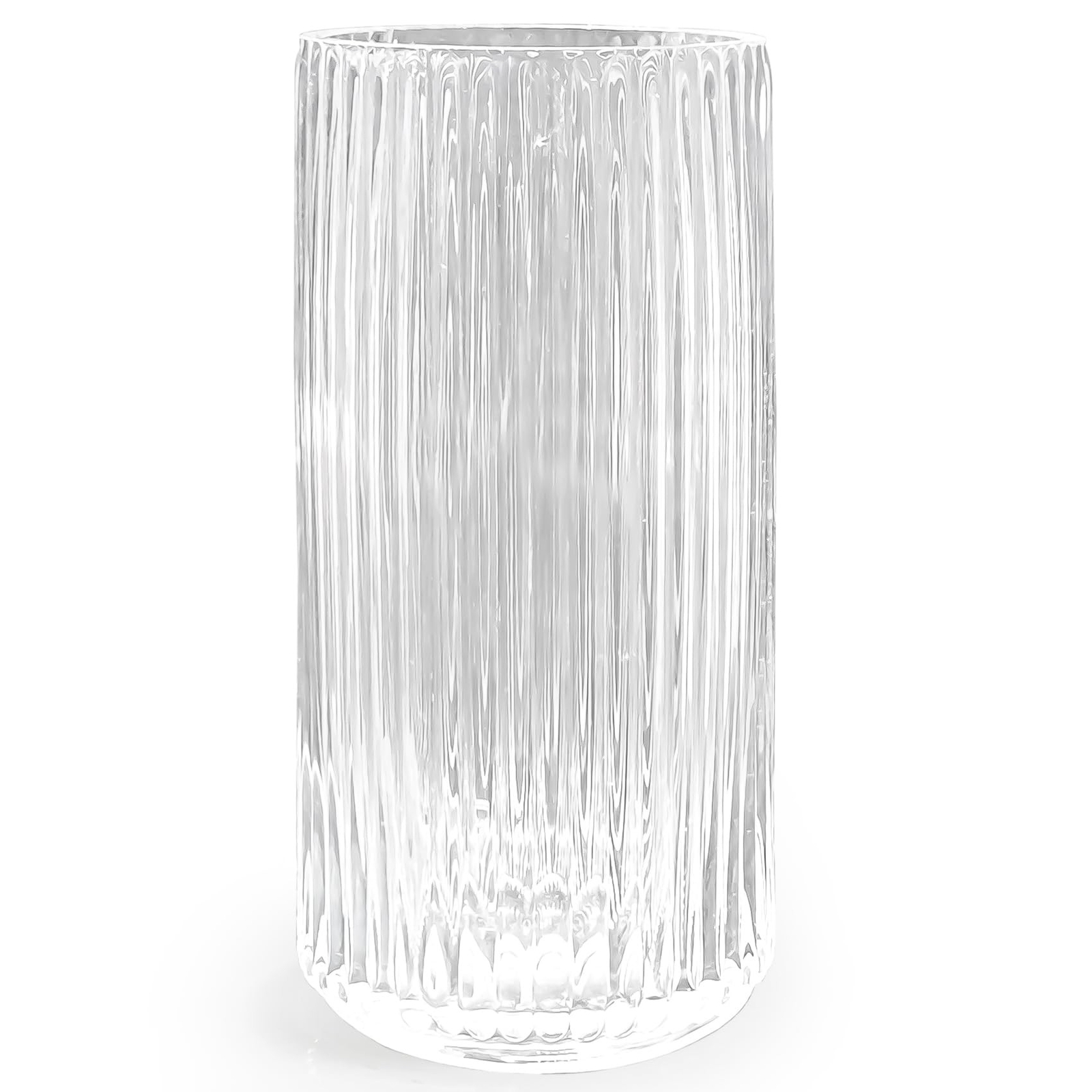 Muyan 9.8″ Flower Vase for Decor Ribbed Glass Vase Modern for Centerpieces De…