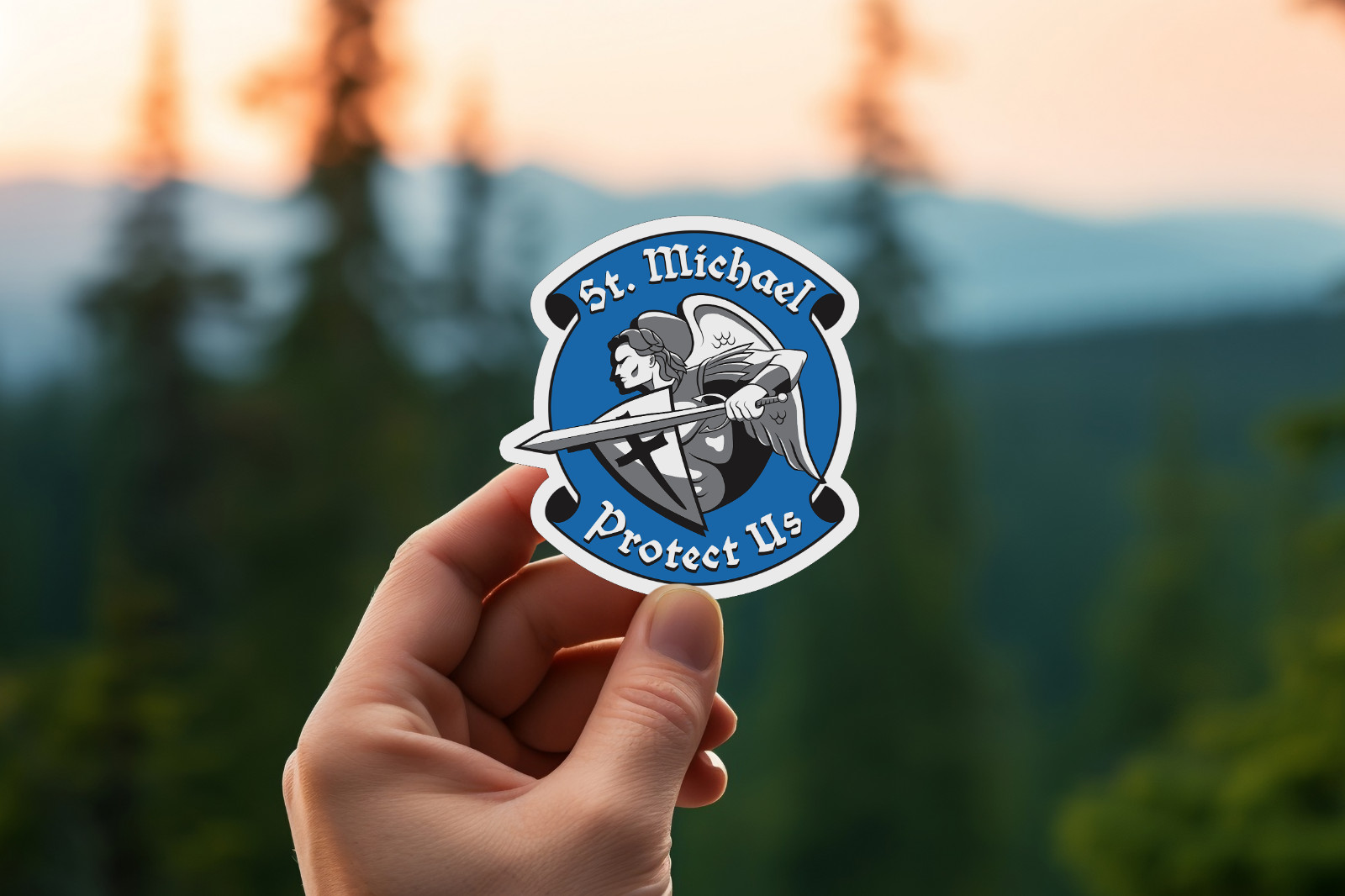 St. Michael Protect Us Vinyl Sticker | Waterproof | Laptop Tumbler Decal