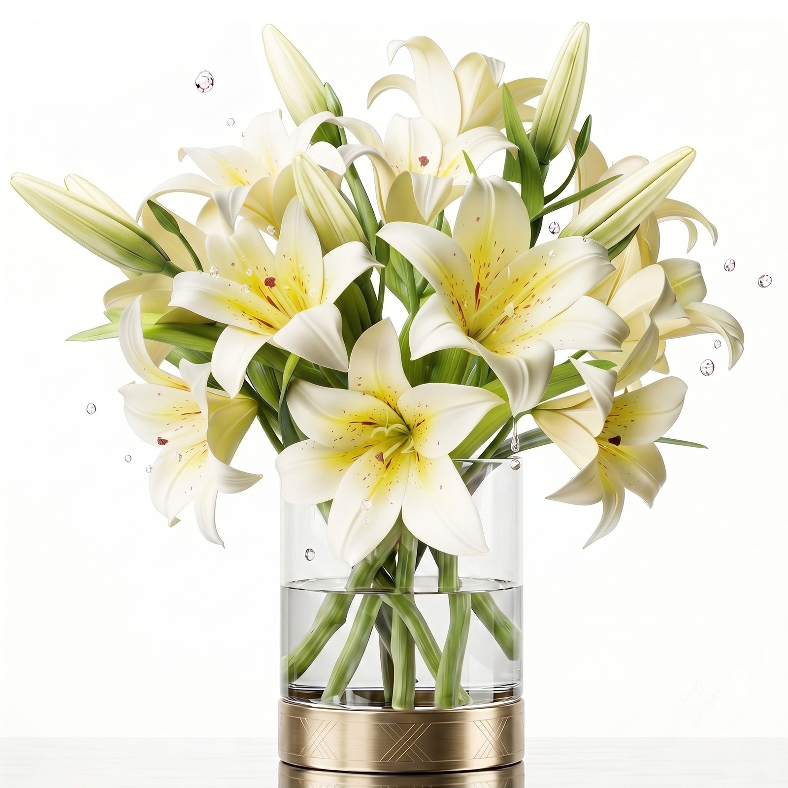 6 Bundles Lily Artificial Flowers Bouquet 13.7″ Long Stems 18 Silk Flowers Heads