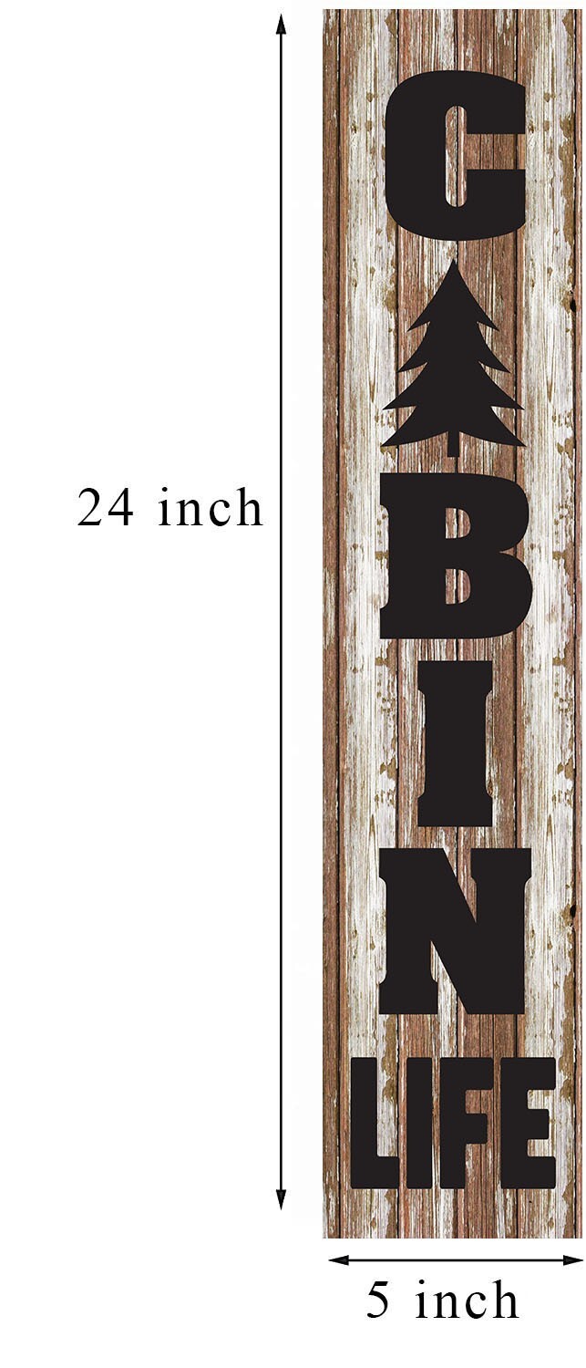 24 Inch (2 Foot Tall) Cabin Life Rustic Vertical Wood Print Sign Porch Sign Door