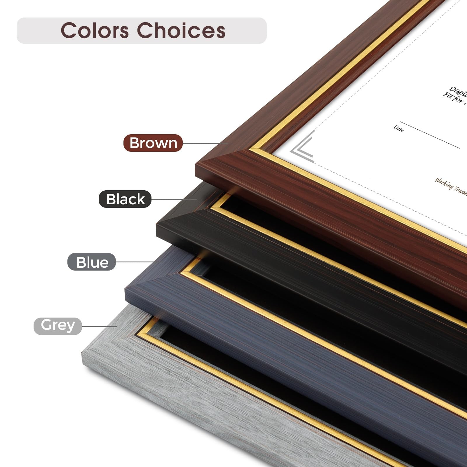 Elegant 11×14 Diploma Frame with Gold Trim for 8.5×11 Certificate Display