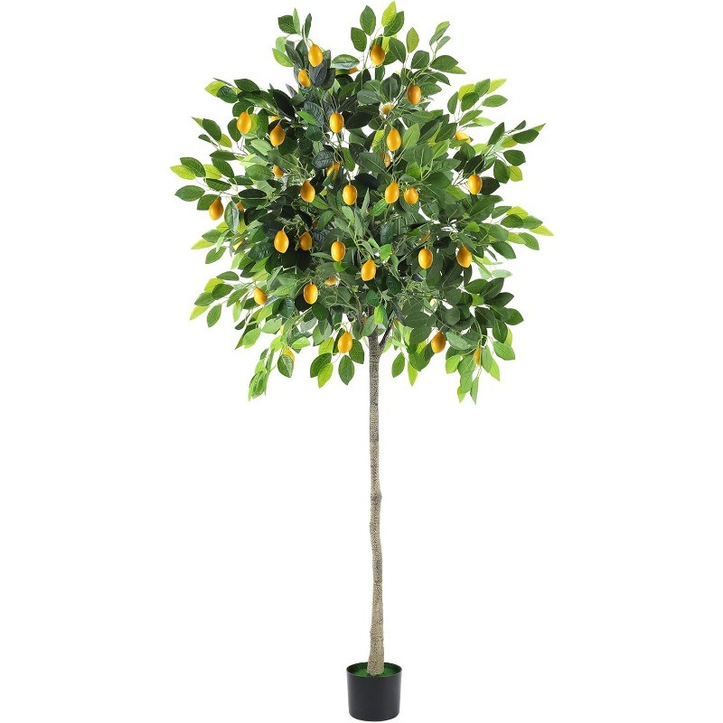 6FT Faux Lemon Tree with Vivid Leaves and Realistic Lemons for Front Porch Decor