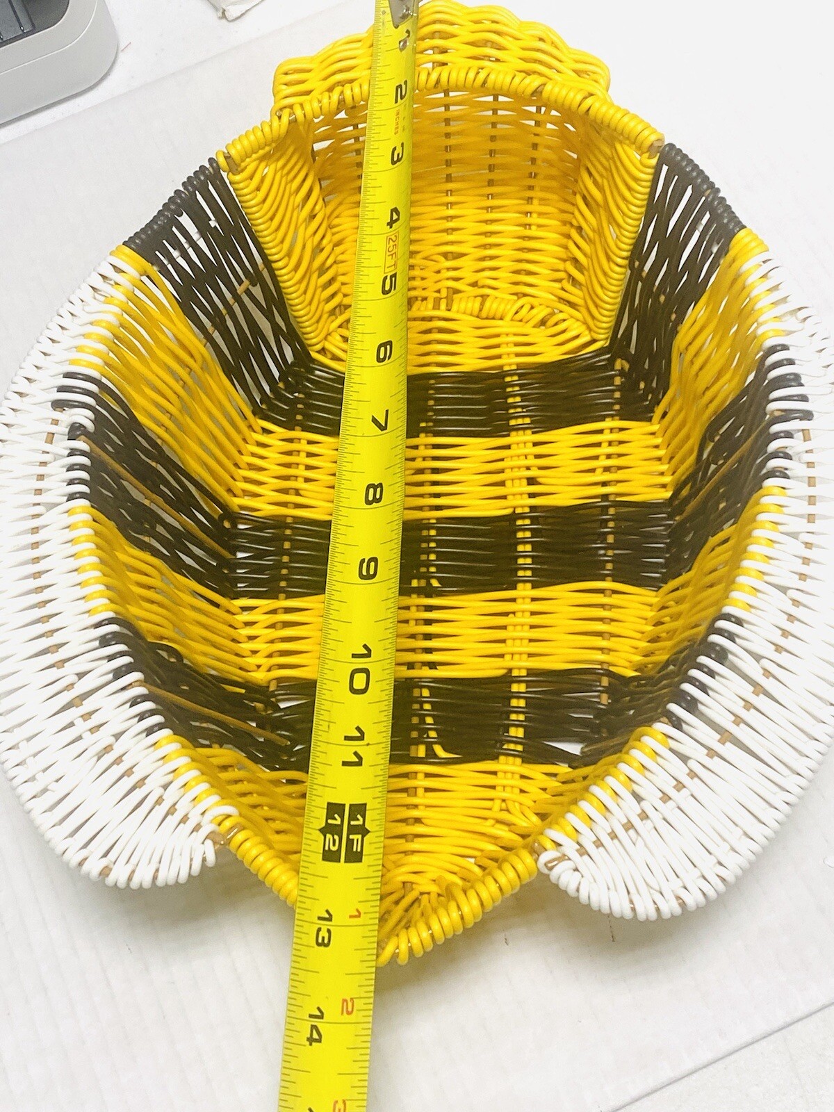 Bee Wicker Basket Ciroa NEW Plastic Resin 13×11.5” Bumble Yellow Black