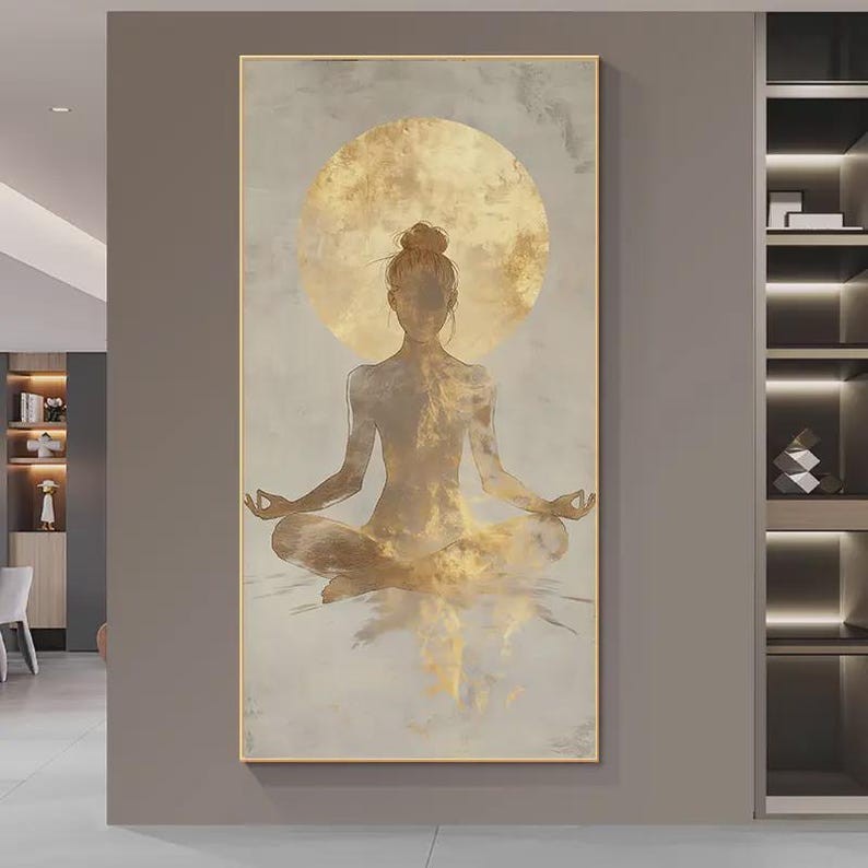 Abstract Meditation Wall Art: Yoga Studio Boho Zen Woman Spiritual Mindfulness