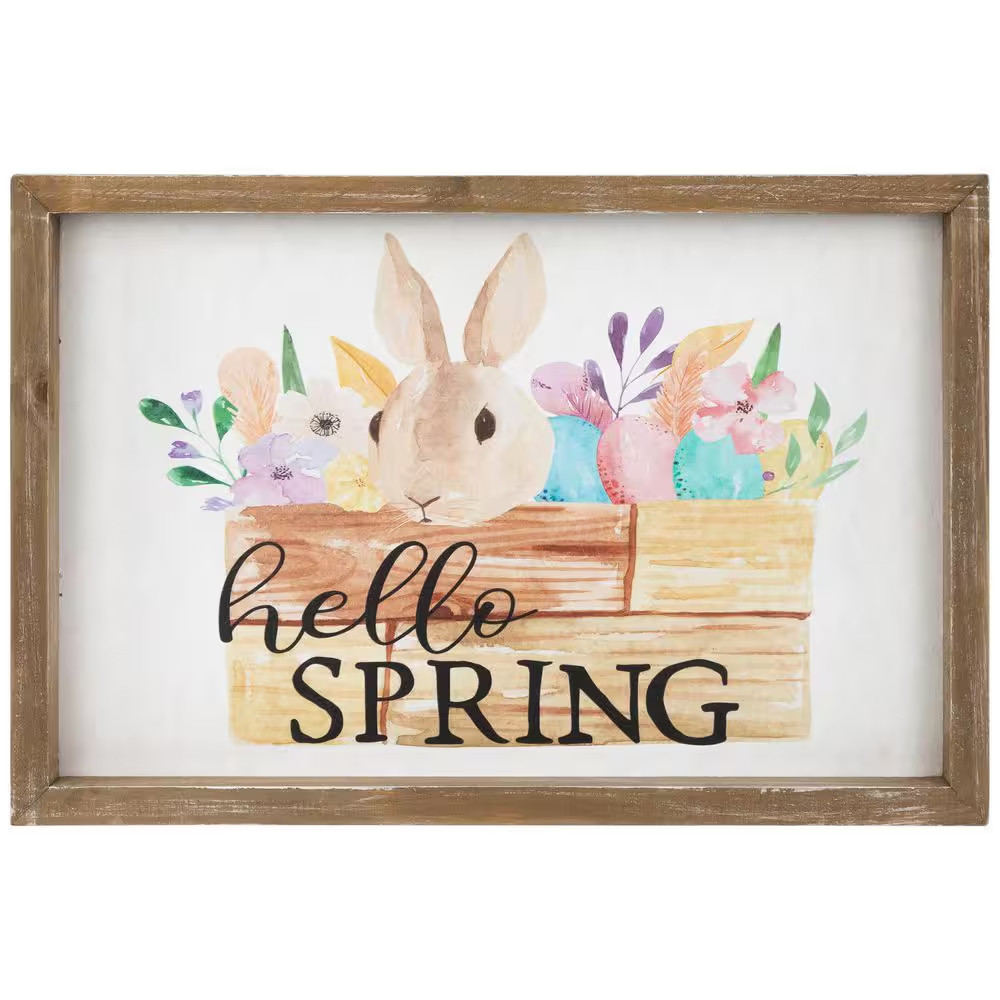 Hello Spring Easter Bunny Wall Sign-7.75 In.