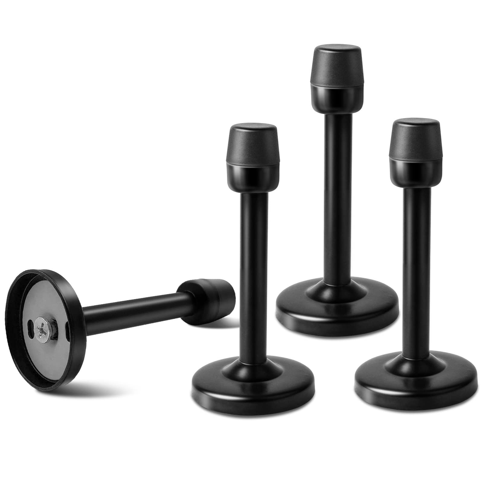 KOLAKO 4 Pack Long Door Stopper 4 Inch Black Door Stops, Stainless Steel,