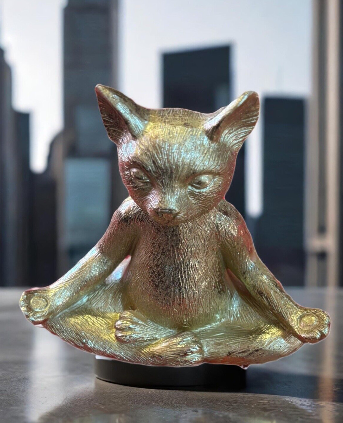 Creative Thinker YOGA CAT Statue Sagebrook Home Metallic Gold Polyresin