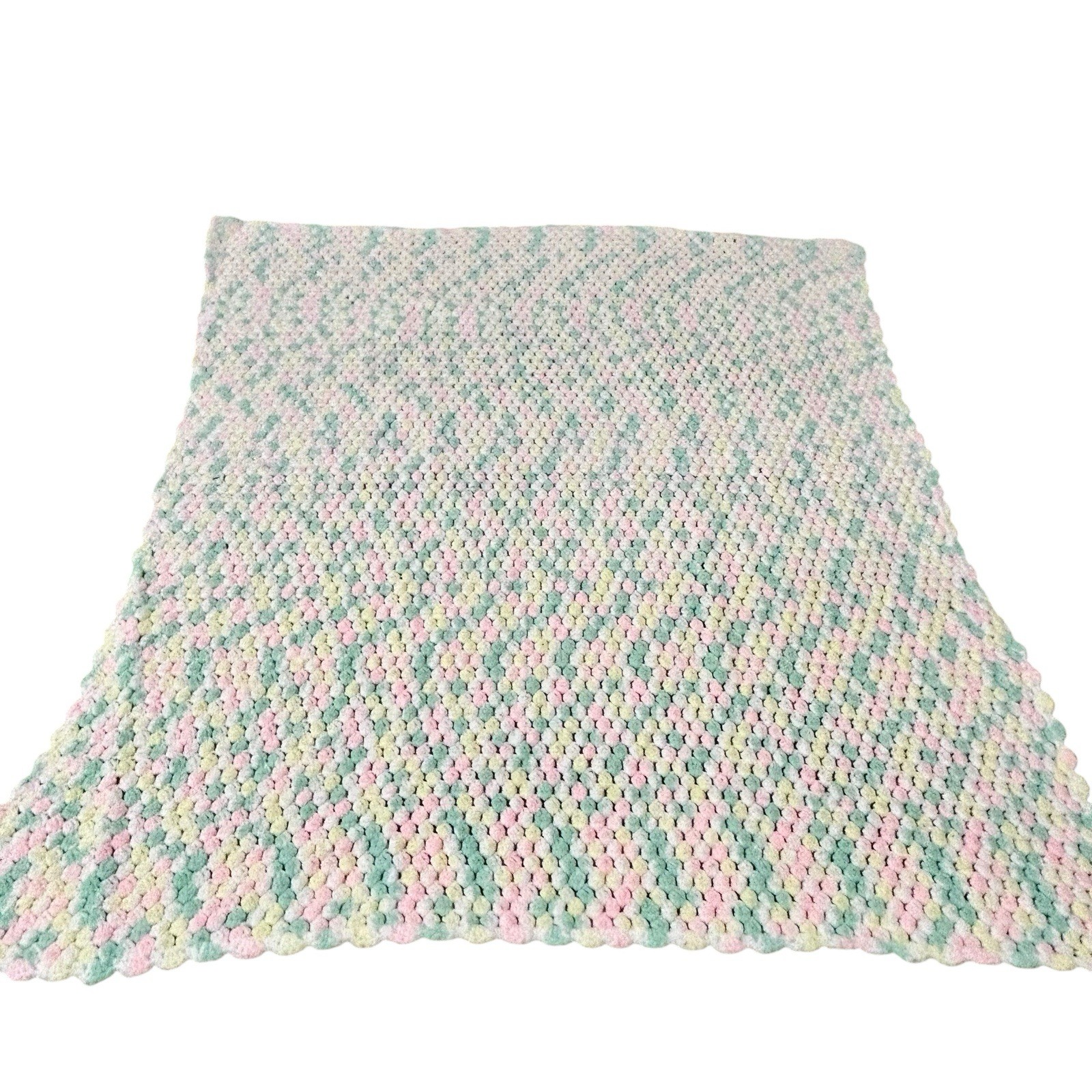 Vintage Handmade Unisex Girl Boy Baby Afghan Blanket 46″ x 43” Bubble Dots